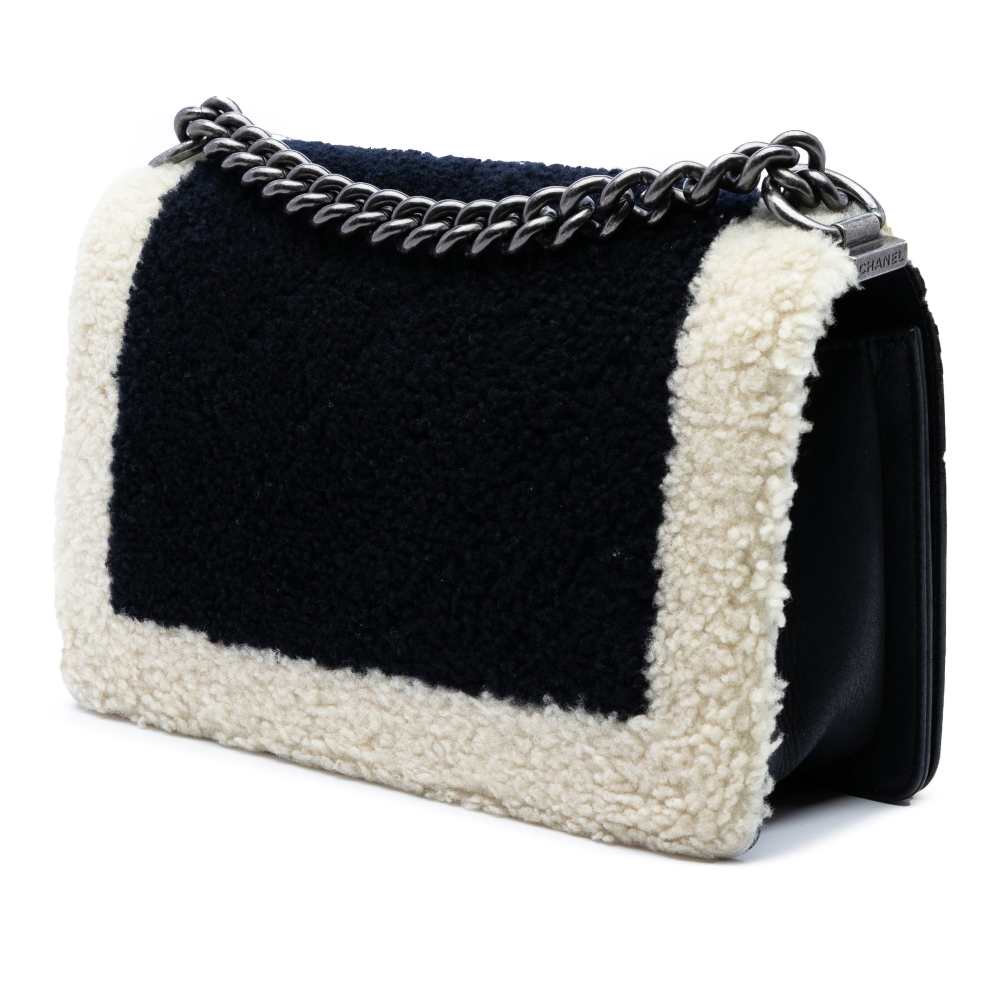 Chanel Medium Bicolor Shearling Boy Flap - image 2
