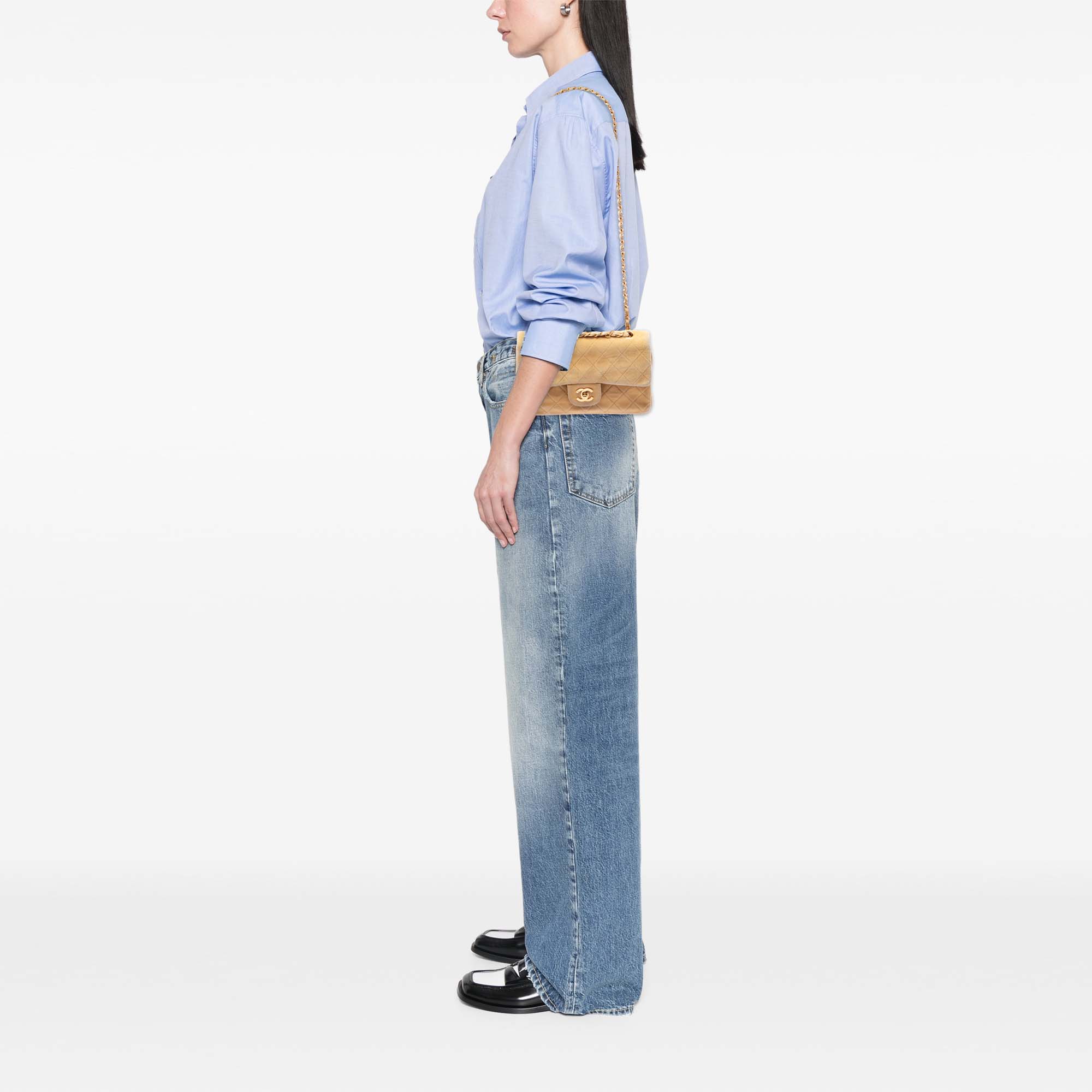 Chanel Small Classic Suede Double Flap - image 6