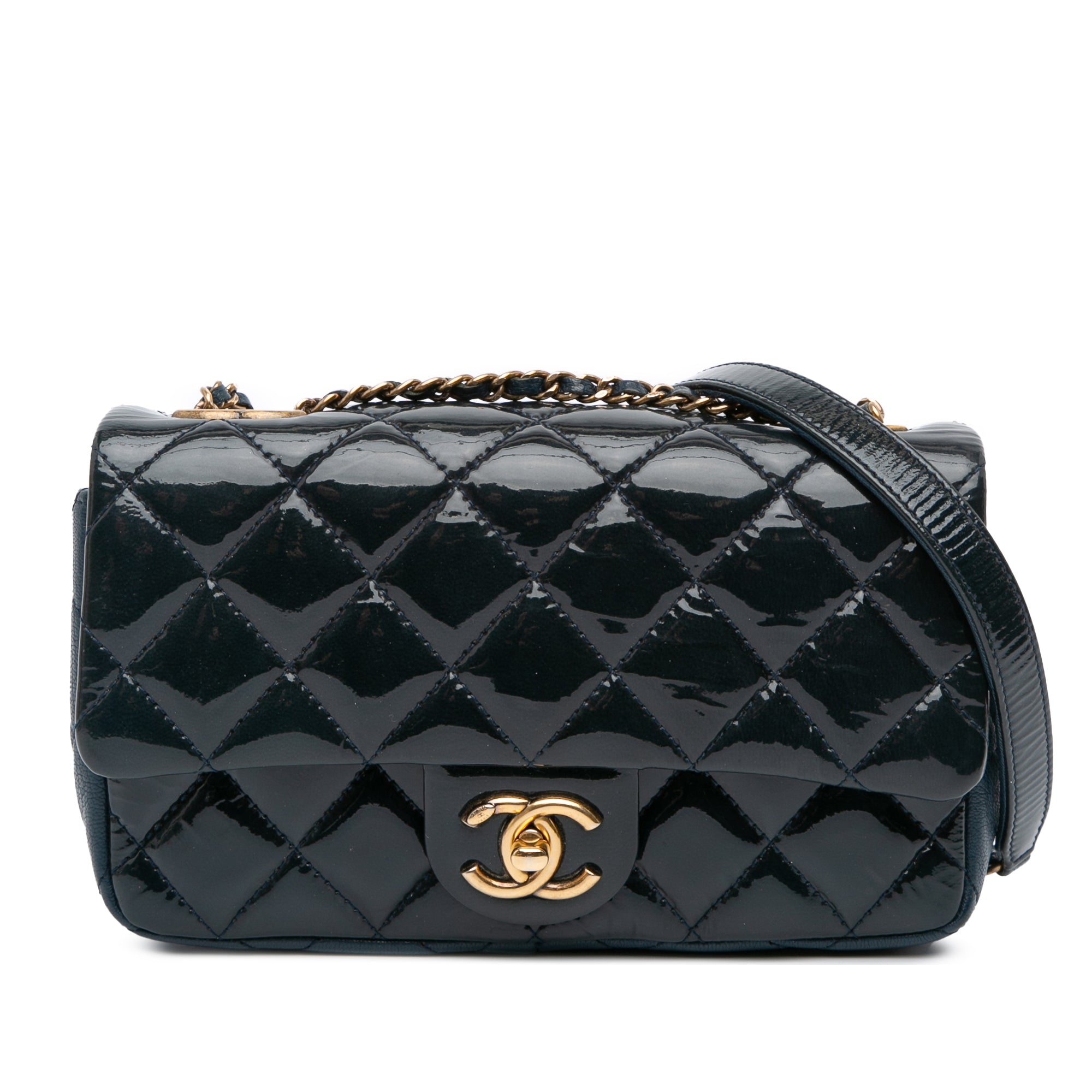 Chanel Paris-Salzburg Small Patent and Goatskin CC Eyelet Flap - image 1