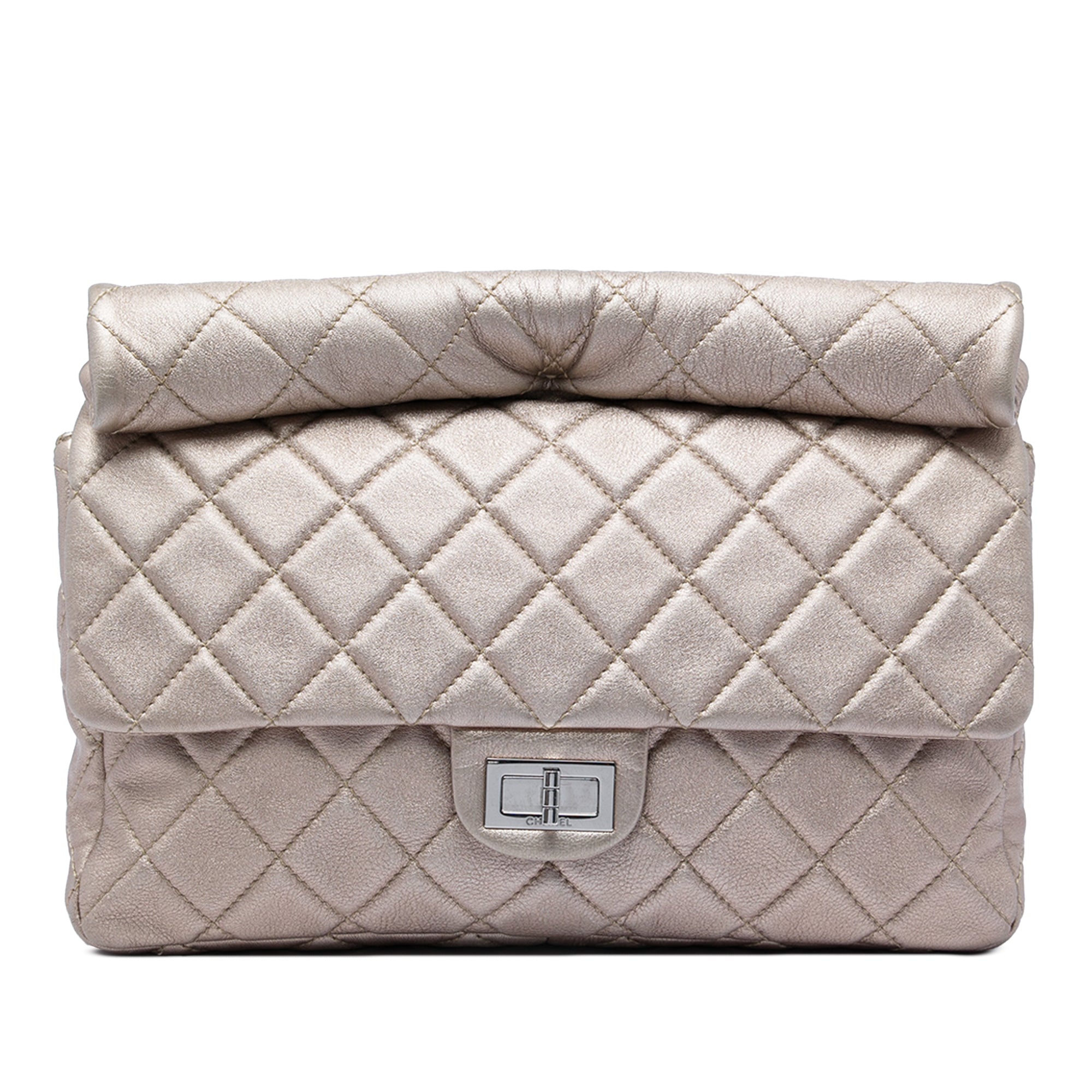 Chanel Large Quilted Iridescent Calfskin Reissue 2.55 Roll Clutch - image 1