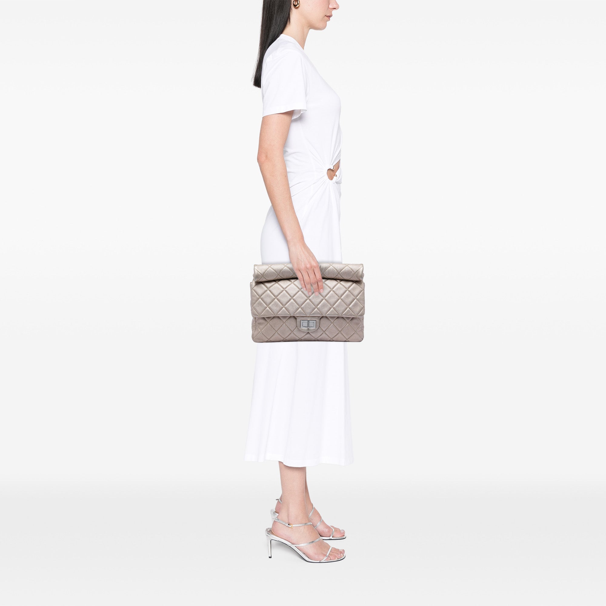 Chanel Large Quilted Iridescent Calfskin Reissue 2.55 Roll Clutch - image 6