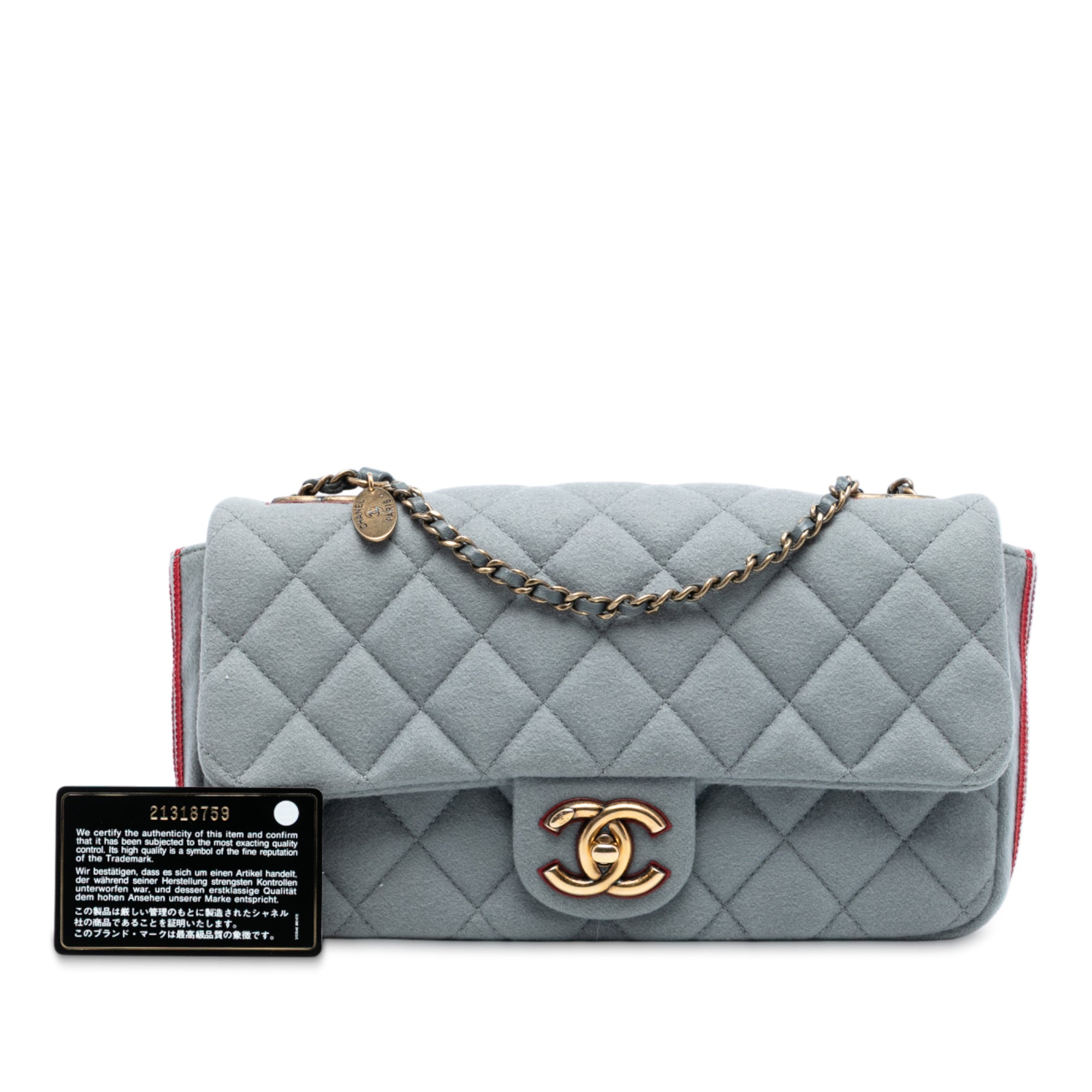 Chanel Paris Salzburg Medium Quilted Felt CC Eyelet Flap - image 8