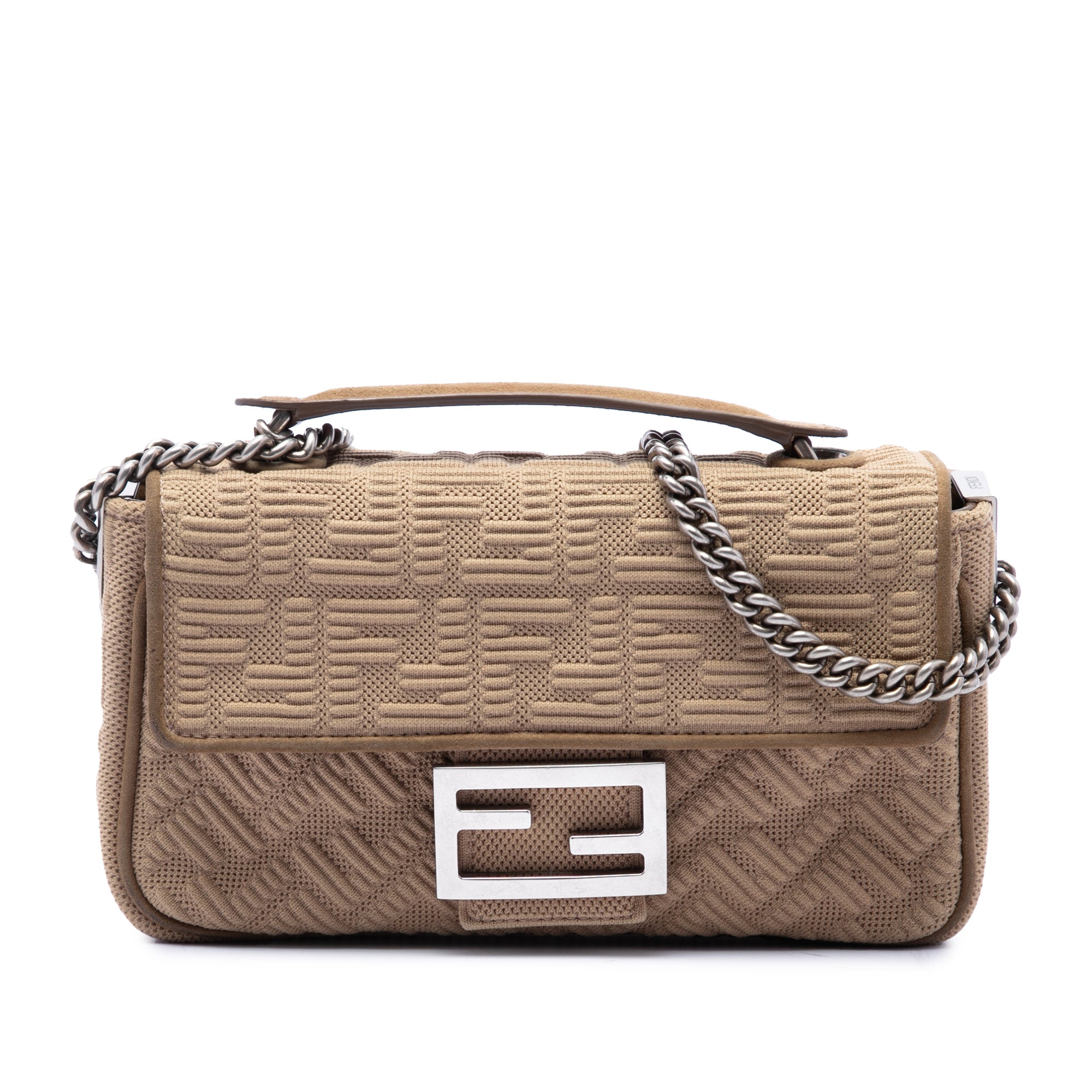Fendi Zucca Embossed Technical Fabric Chain Midi Baguette - image 1