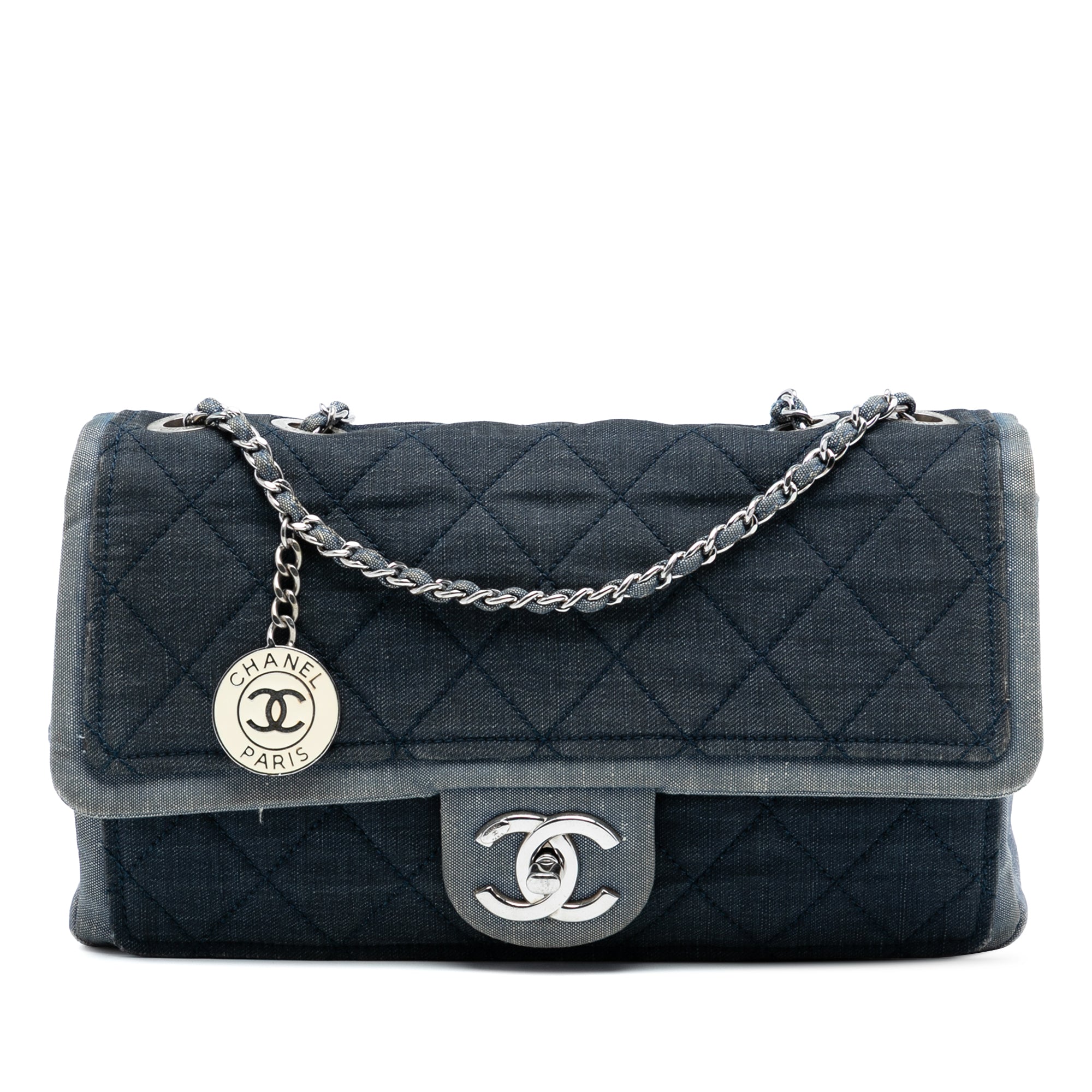 Chanel Medium Bicolor Quilted Denim Medallion Flap - image 1