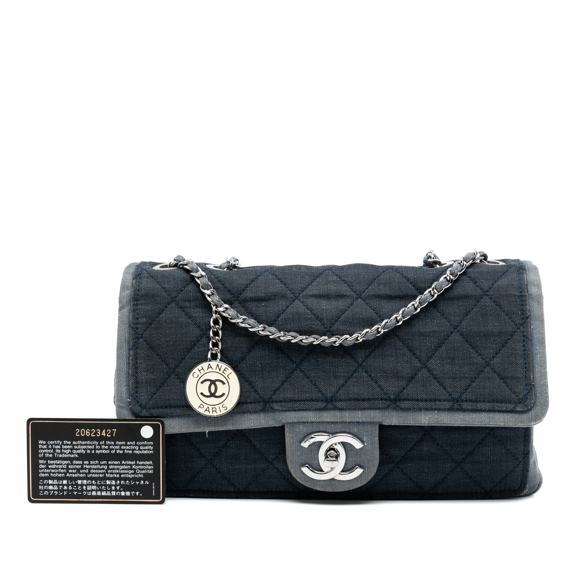 Chanel Medium Bicolor Quilted Denim Medallion Flap - image 8