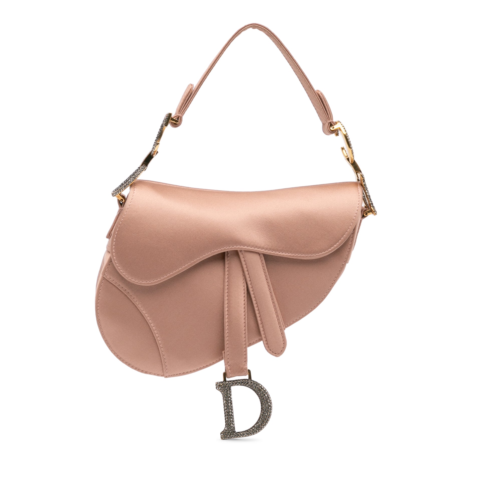 Dior Mini Satin Crystal Embellished Saddle Bag - image 1