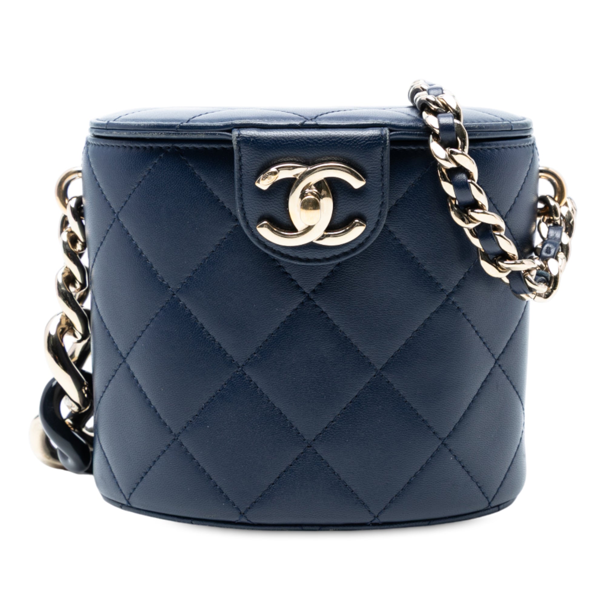 Chanel Small Quilted Lambskin Resin Elegant Chain Tubular Vanity Case - image 1