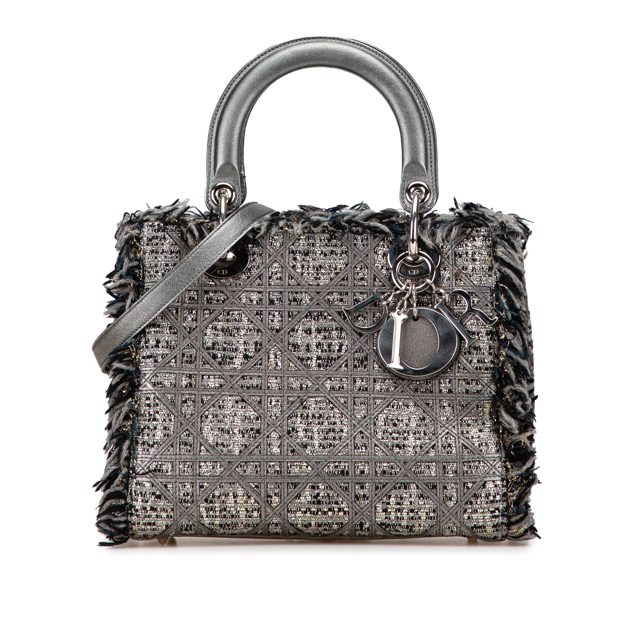 Dior Medium Tweed Cannage Fringe Lady Dior - image 1