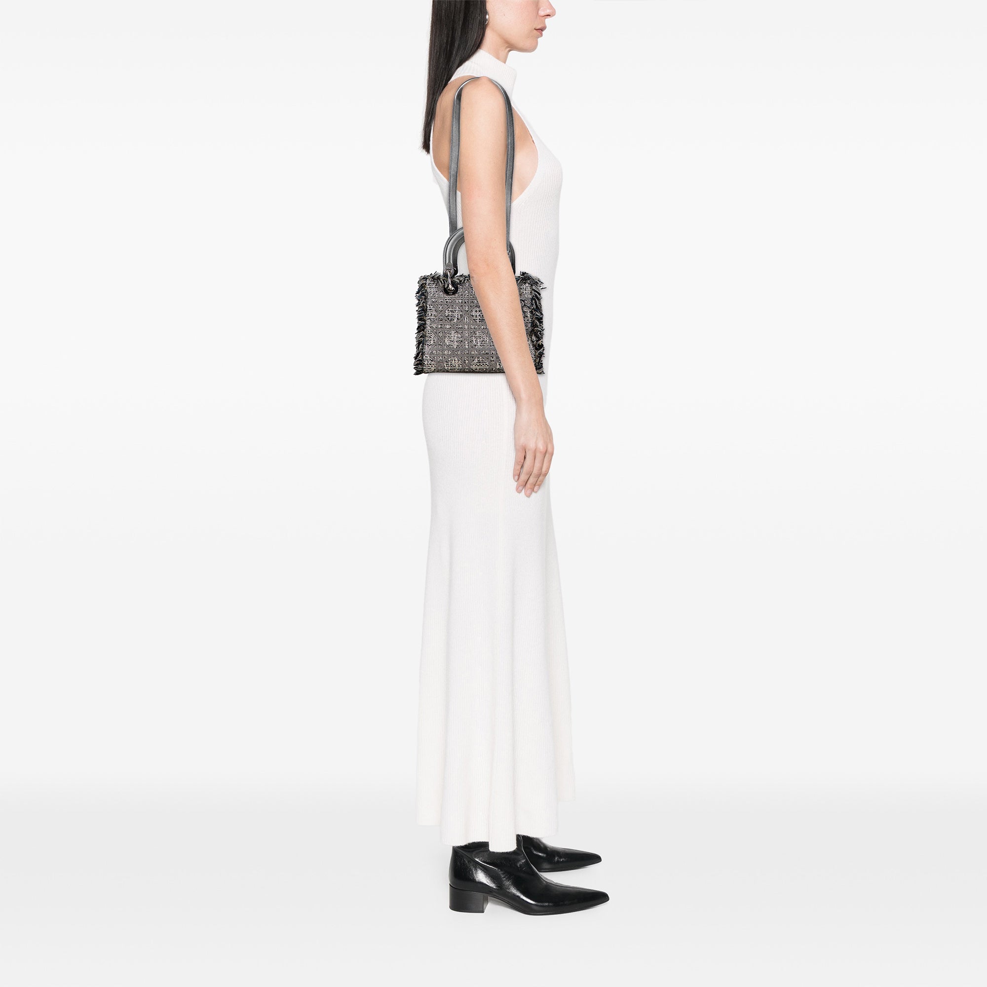 Dior Medium Tweed Cannage Fringe Lady Dior - image 10