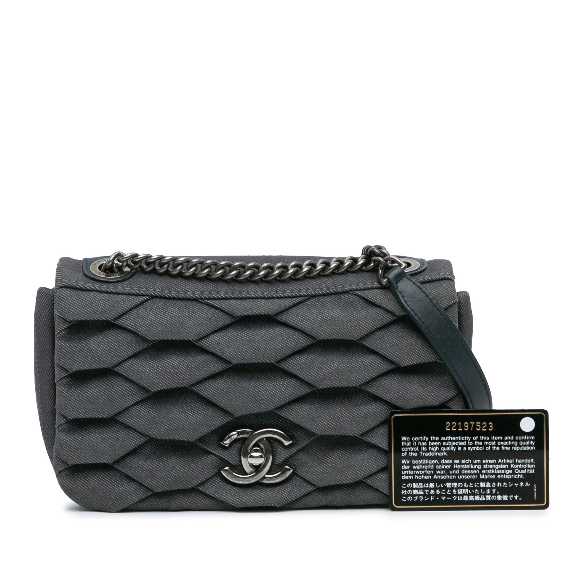 Chanel Small Pleated Denim Scale Effect Turtle Flap - image 8