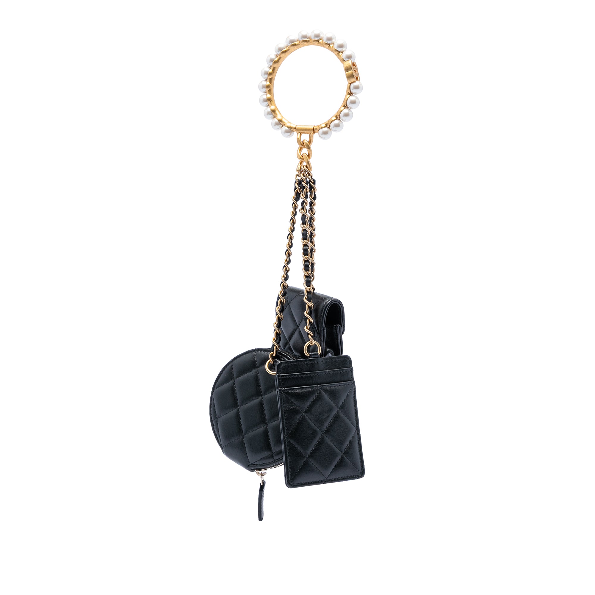 Chanel Quilted Lambskin Pearl Crown CC Wristlet Multi Pouches - image 2
