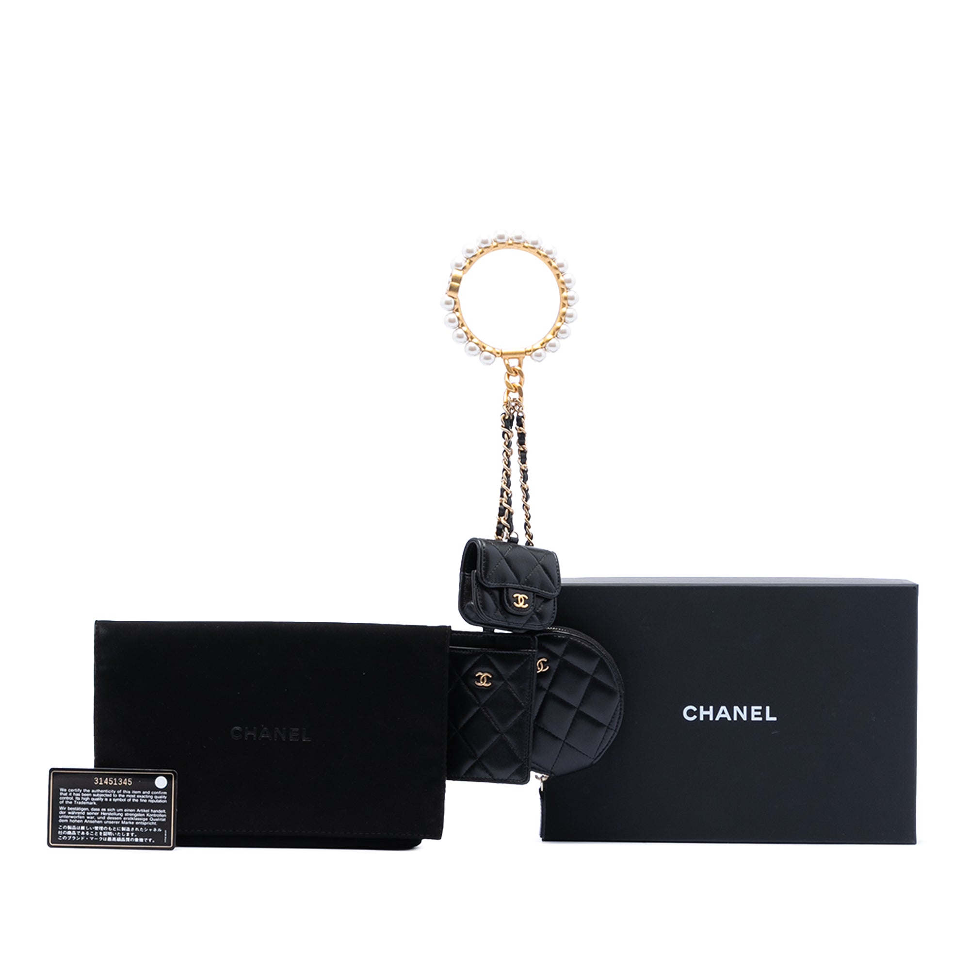 Chanel Quilted Lambskin Pearl Crown CC Wristlet Multi Pouches - image 8