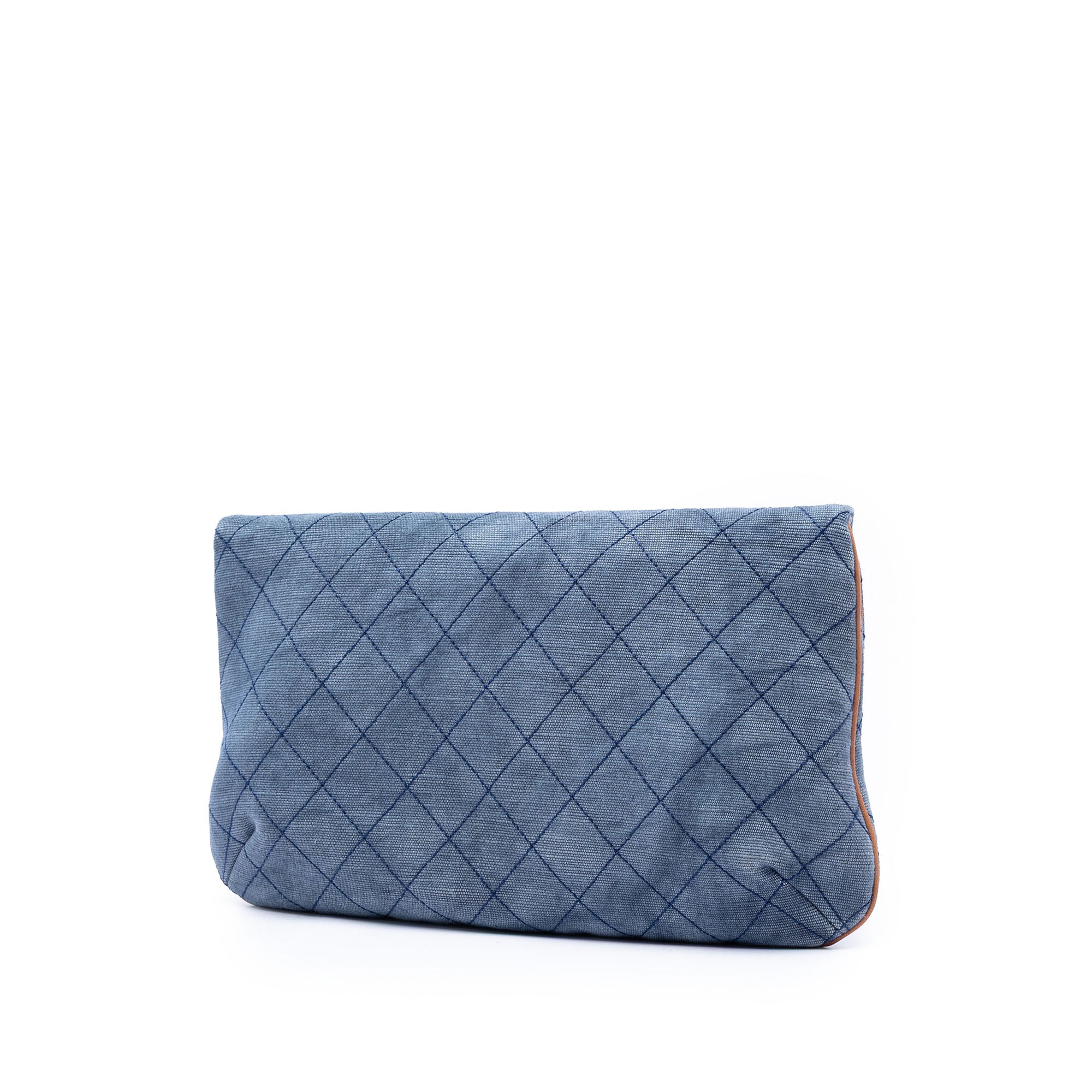 Chanel CC Quilted Denim Foldover Clutch - image 2