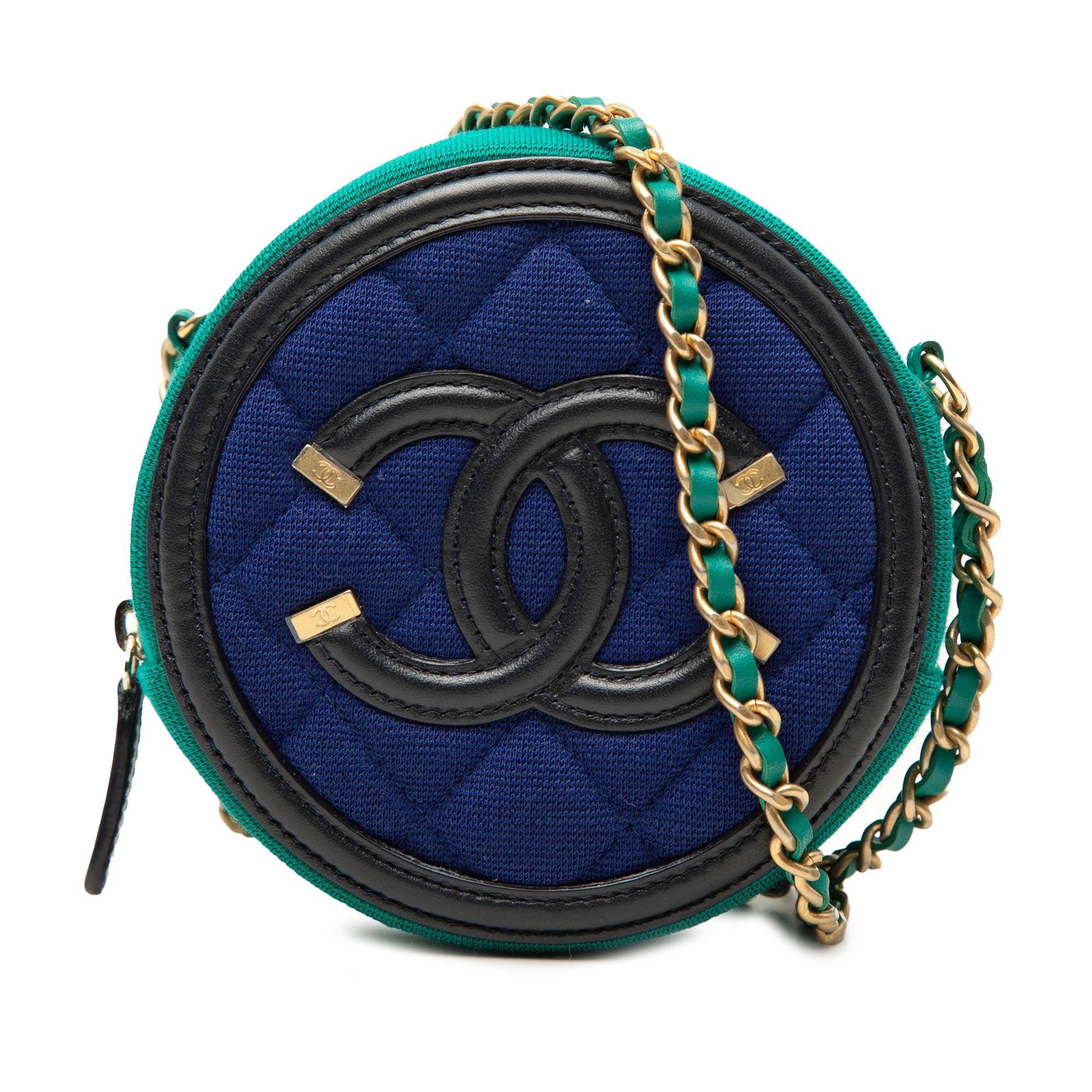 Chanel Tricolor Jersey CC Filigree Round Crossbody - image 1