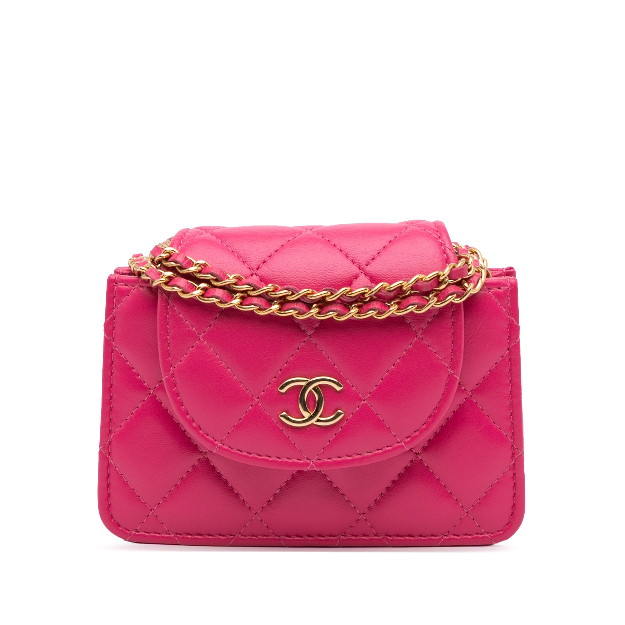 Chanel CC Quilted Lambskin Flap Clutch On Chain - image 1