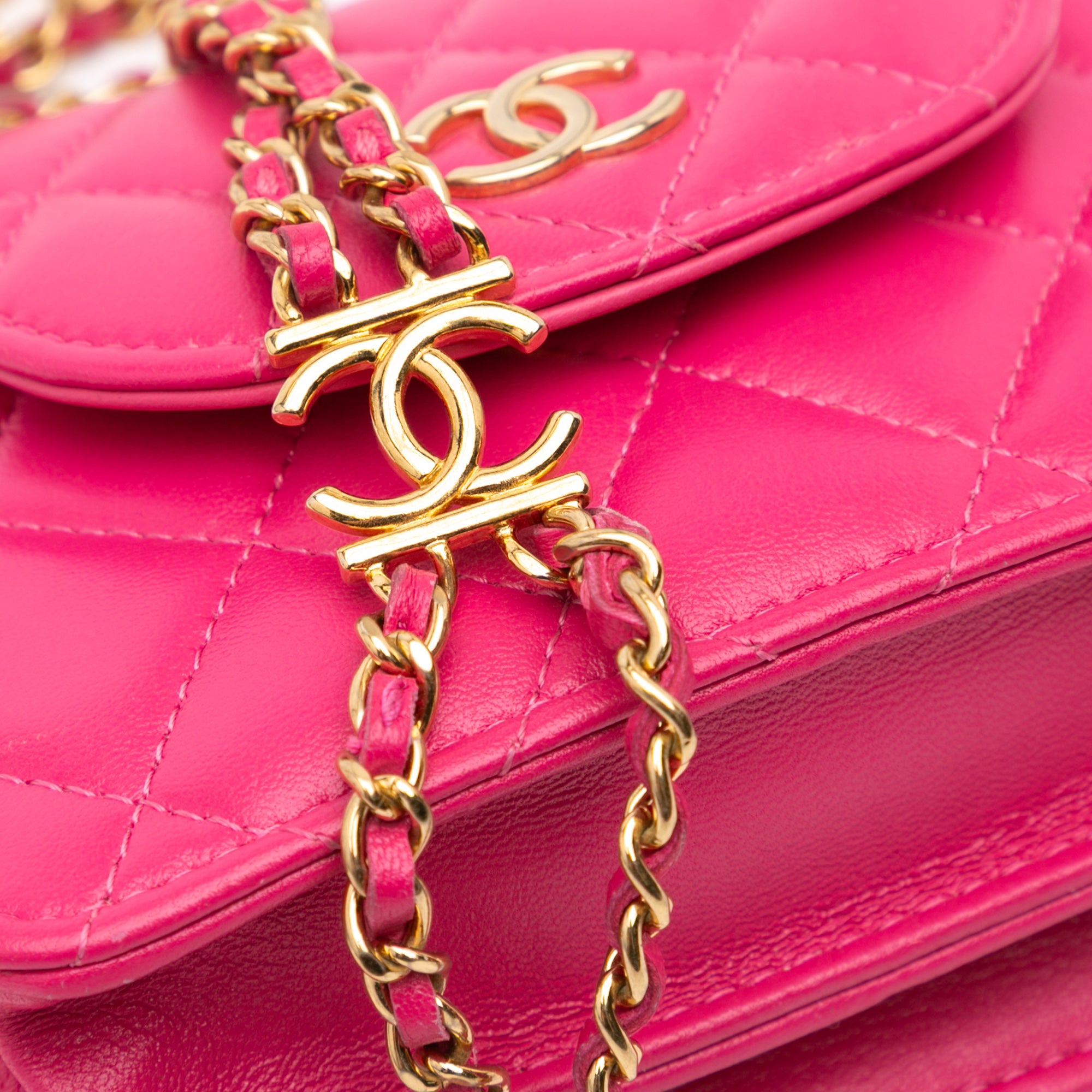Chanel CC Quilted Lambskin Flap Clutch On Chain - image 7