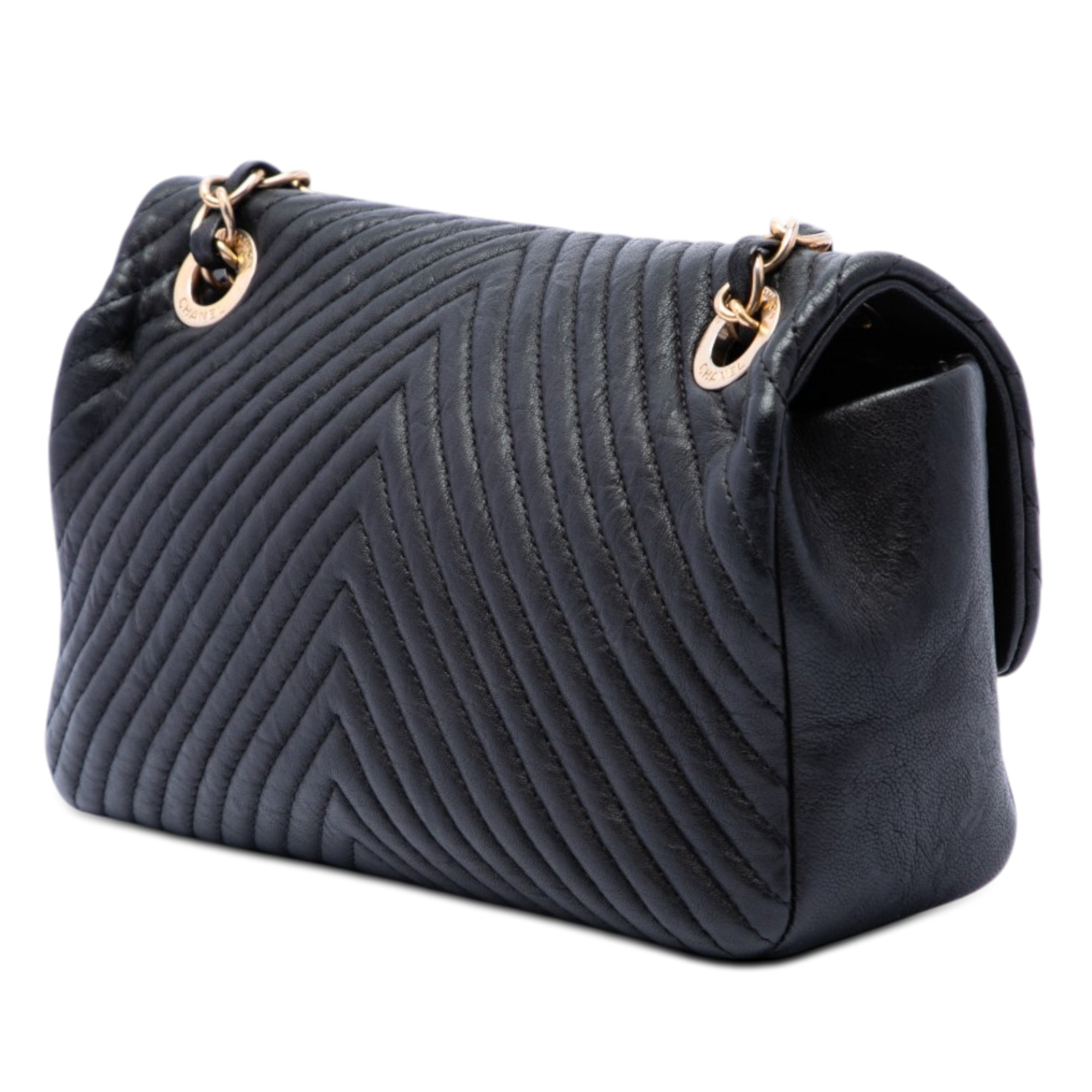Chanel Small Chevron Wrinkled Calfskin Medallion Charm Surpique Flap - image 2