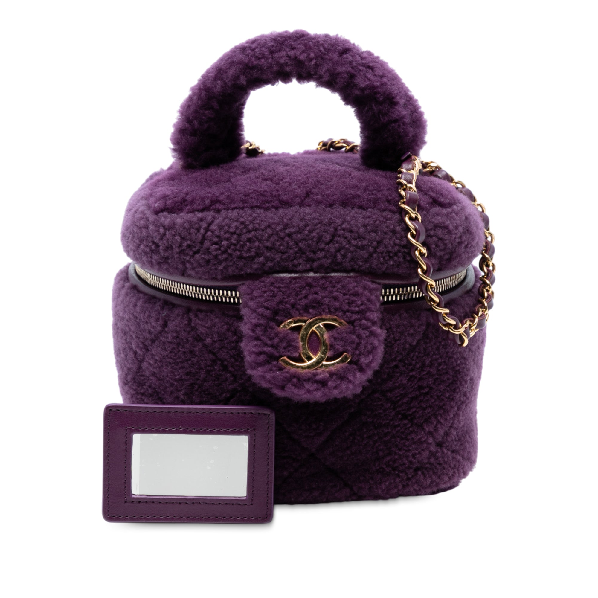 Chanel Small Quilted Shearling Vanity Case - image 8
