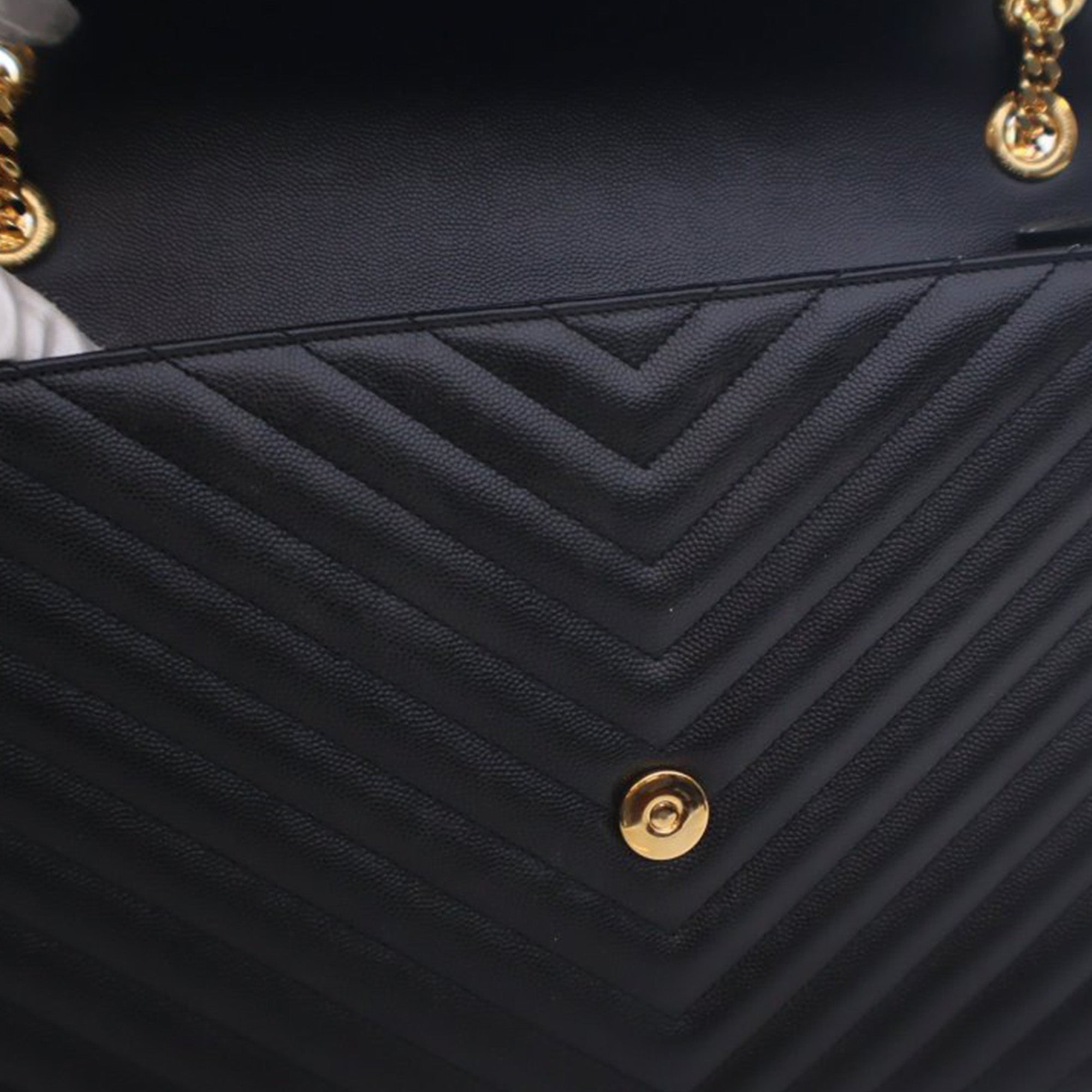 Saint Laurent Large Chevron Grain de Poudre Monogram Envelope Bag - image 8