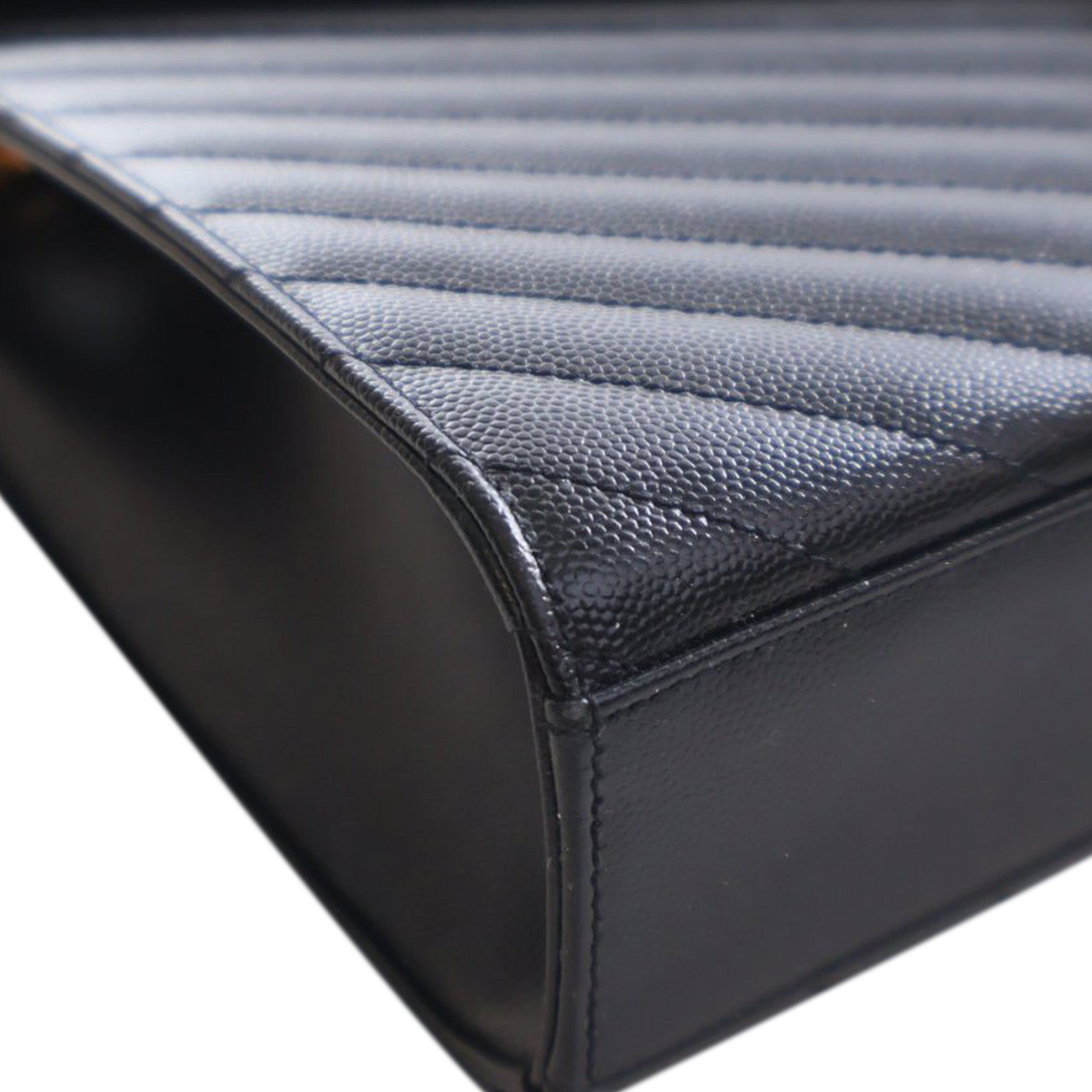 Saint Laurent Large Chevron Grain de Poudre Monogram Envelope Bag - image 9