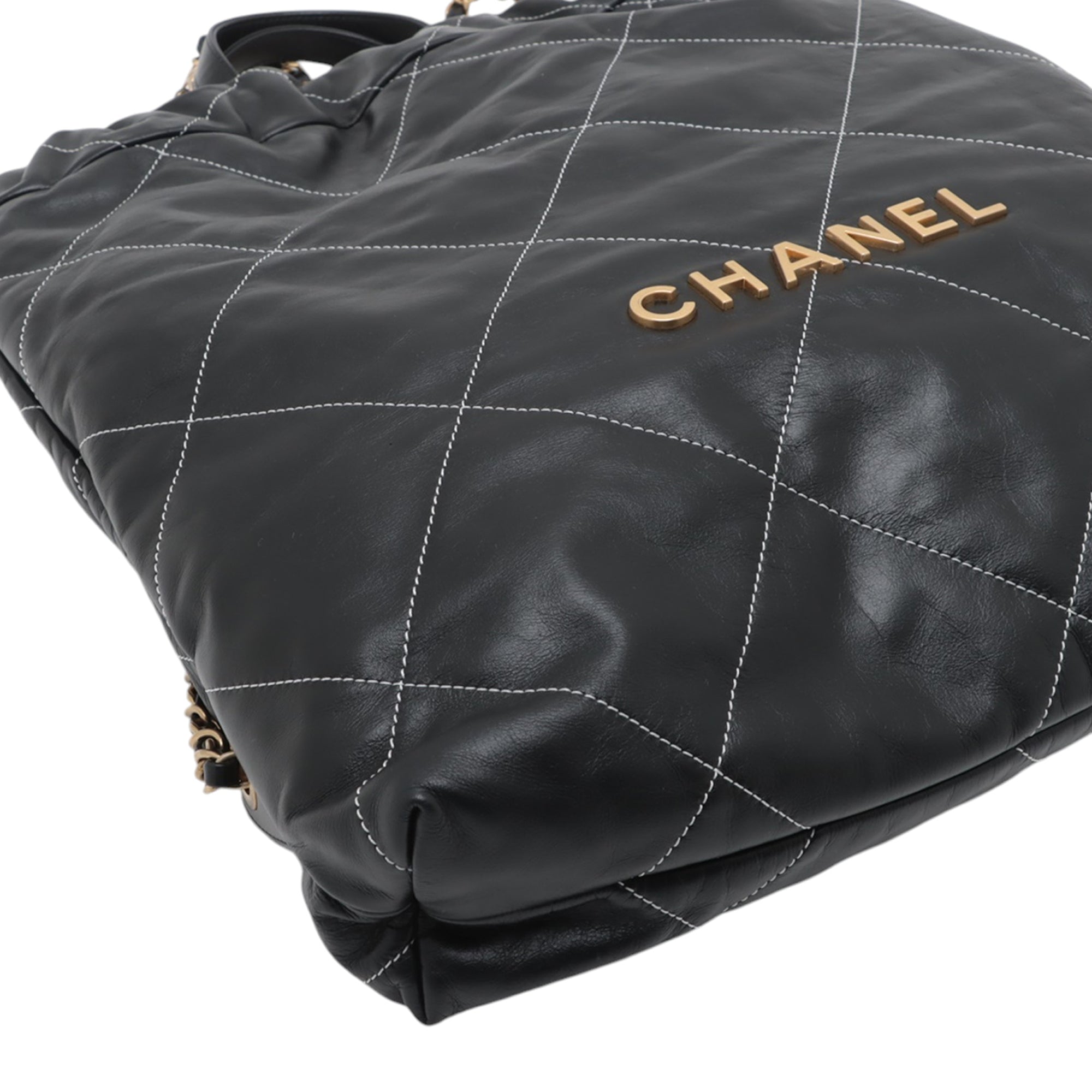 Chanel Large Quilted Shiny Calfskin 22 Backpack - image 8