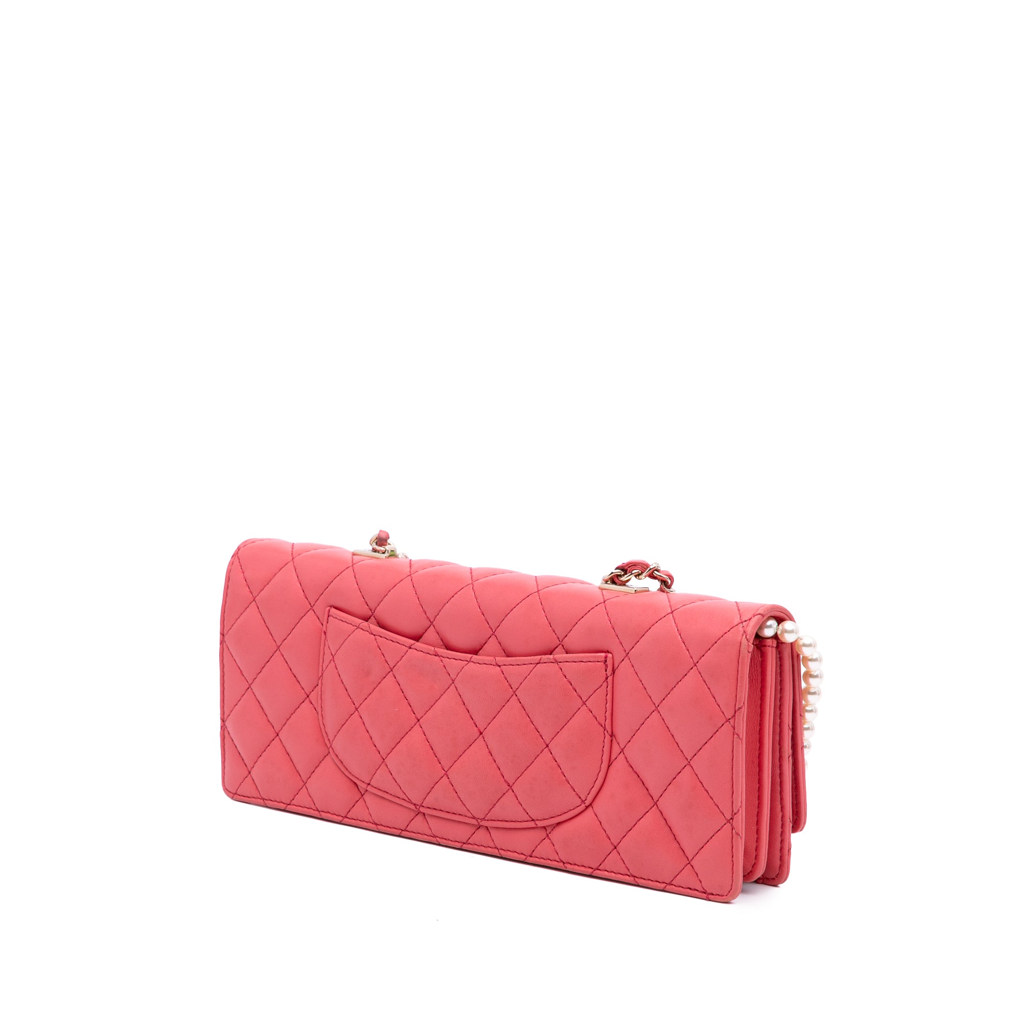 Chanel Quilted Lambskin Pearl Chain East West Single Flap - image 2