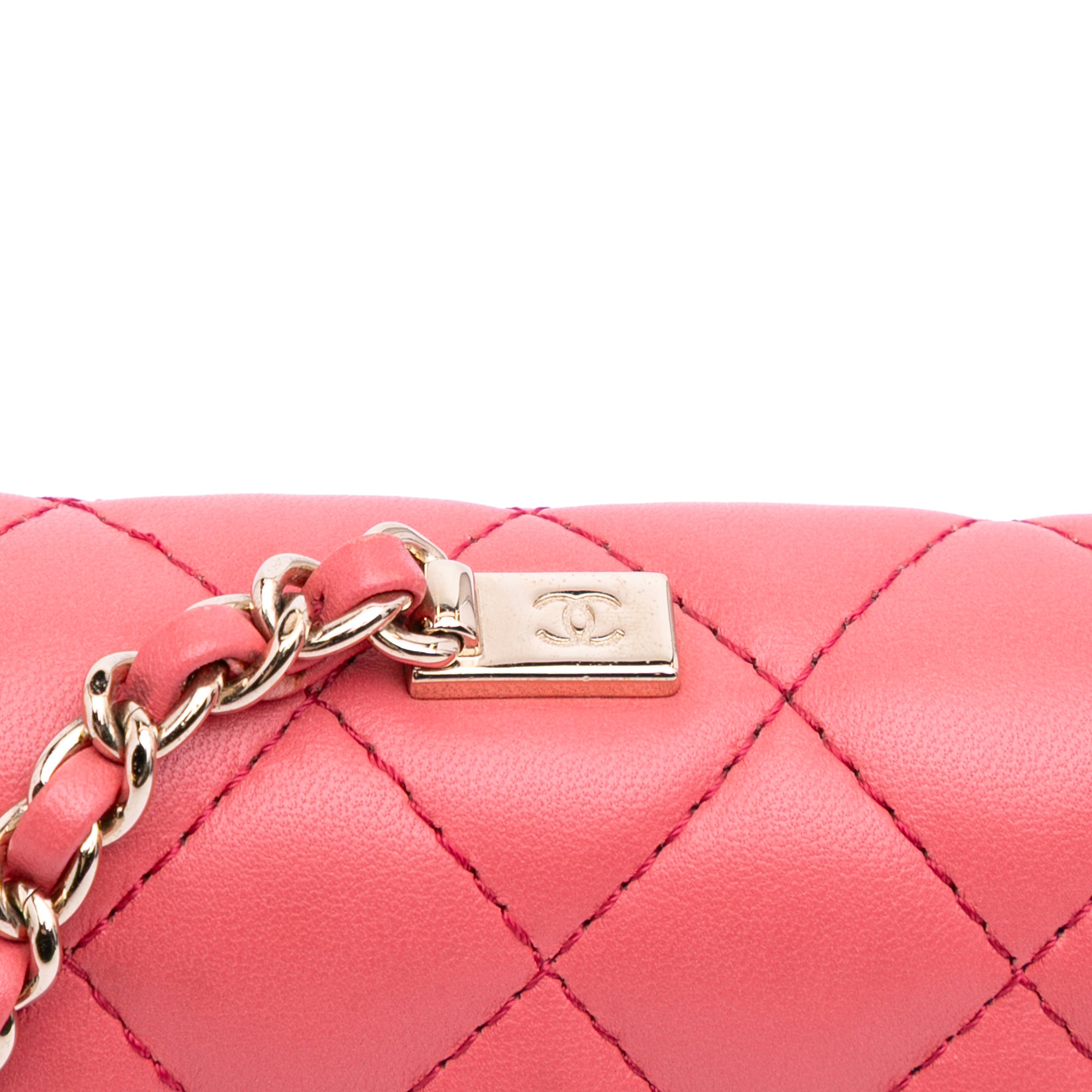 Chanel Quilted Lambskin Pearl Chain East West Single Flap - image 9