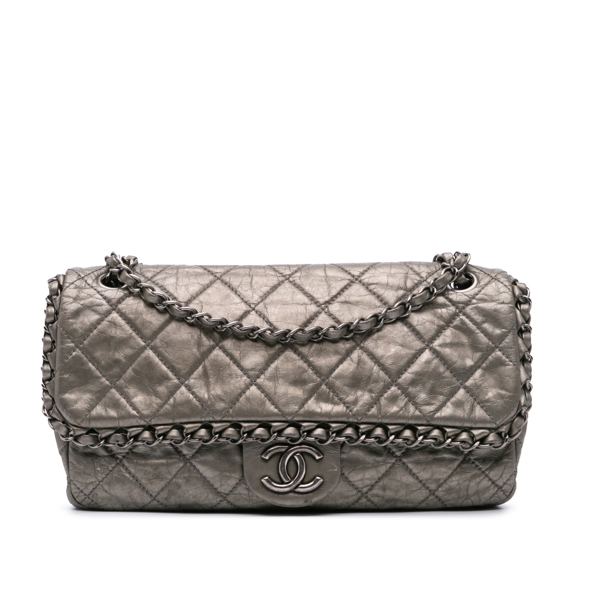 Chanel Medium Quilted Metallic Aged Calfskin Chain Me Flap - image 1