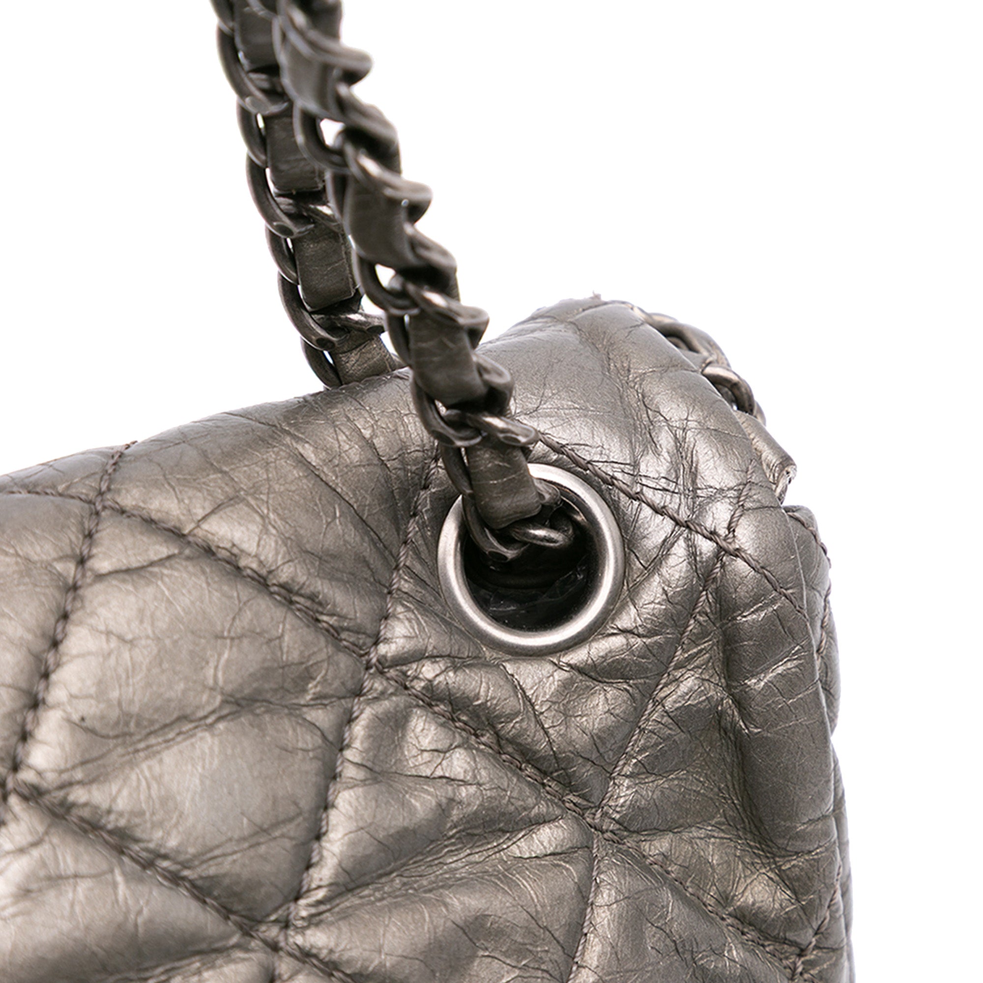 Chanel Medium Quilted Metallic Aged Calfskin Chain Me Flap - image 10