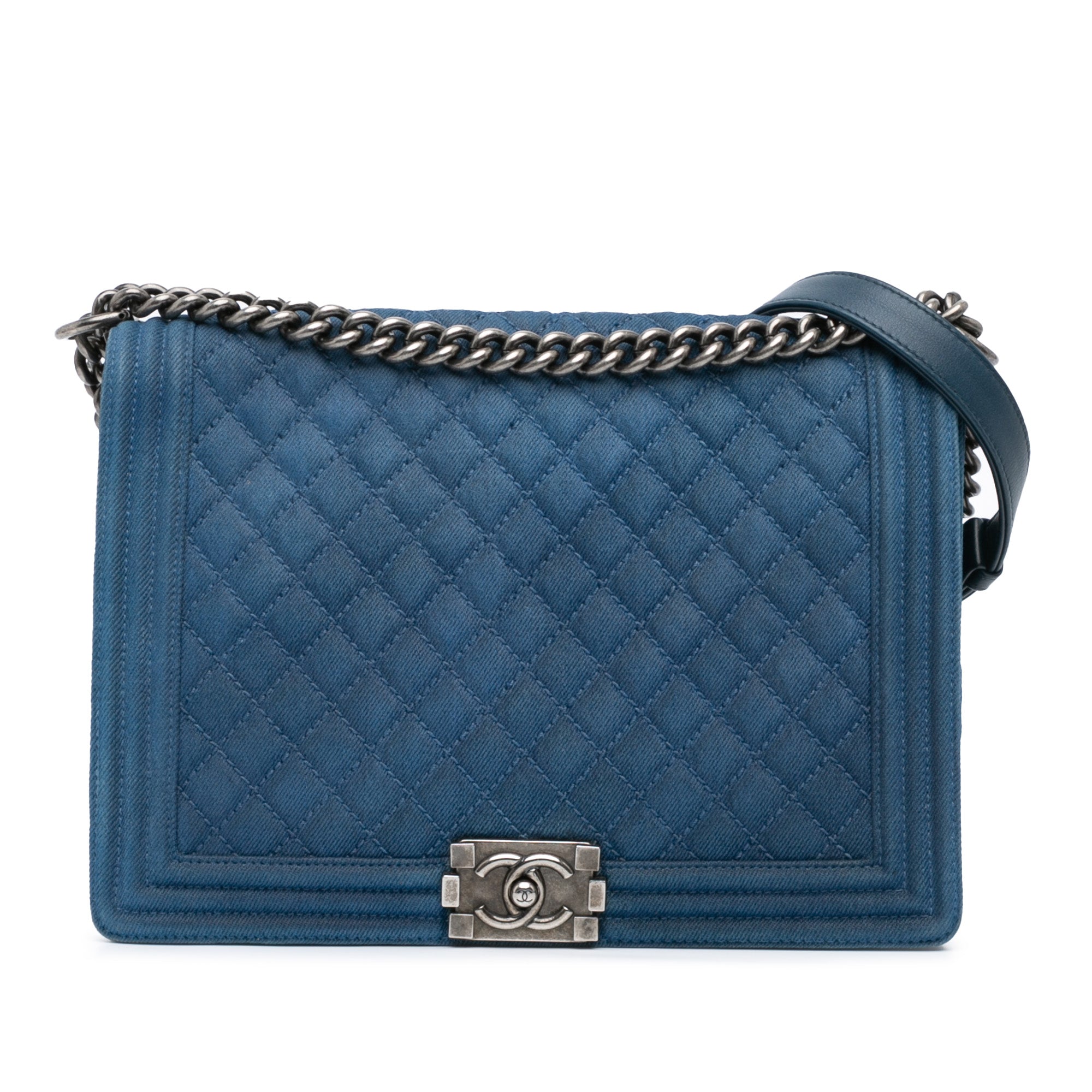 Chanel Large Quilted Denim Boy Flap - image 1