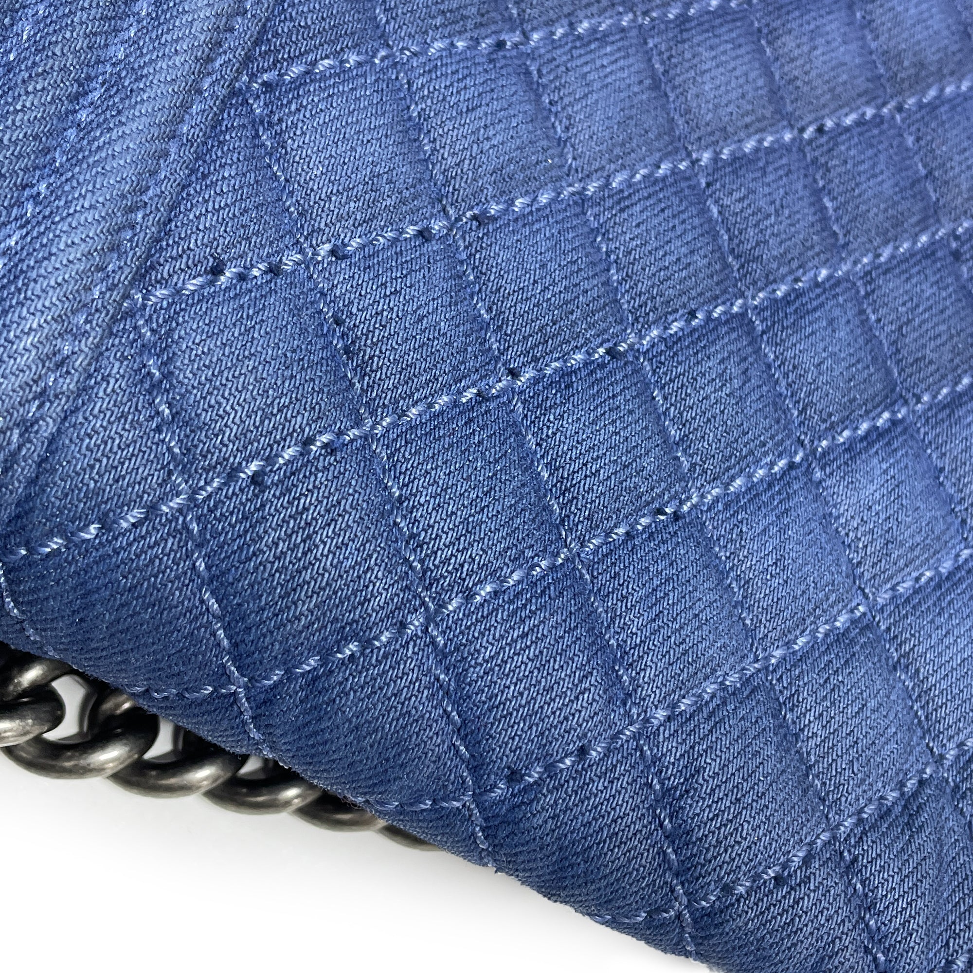 Chanel Large Quilted Denim Boy Flap - image 9