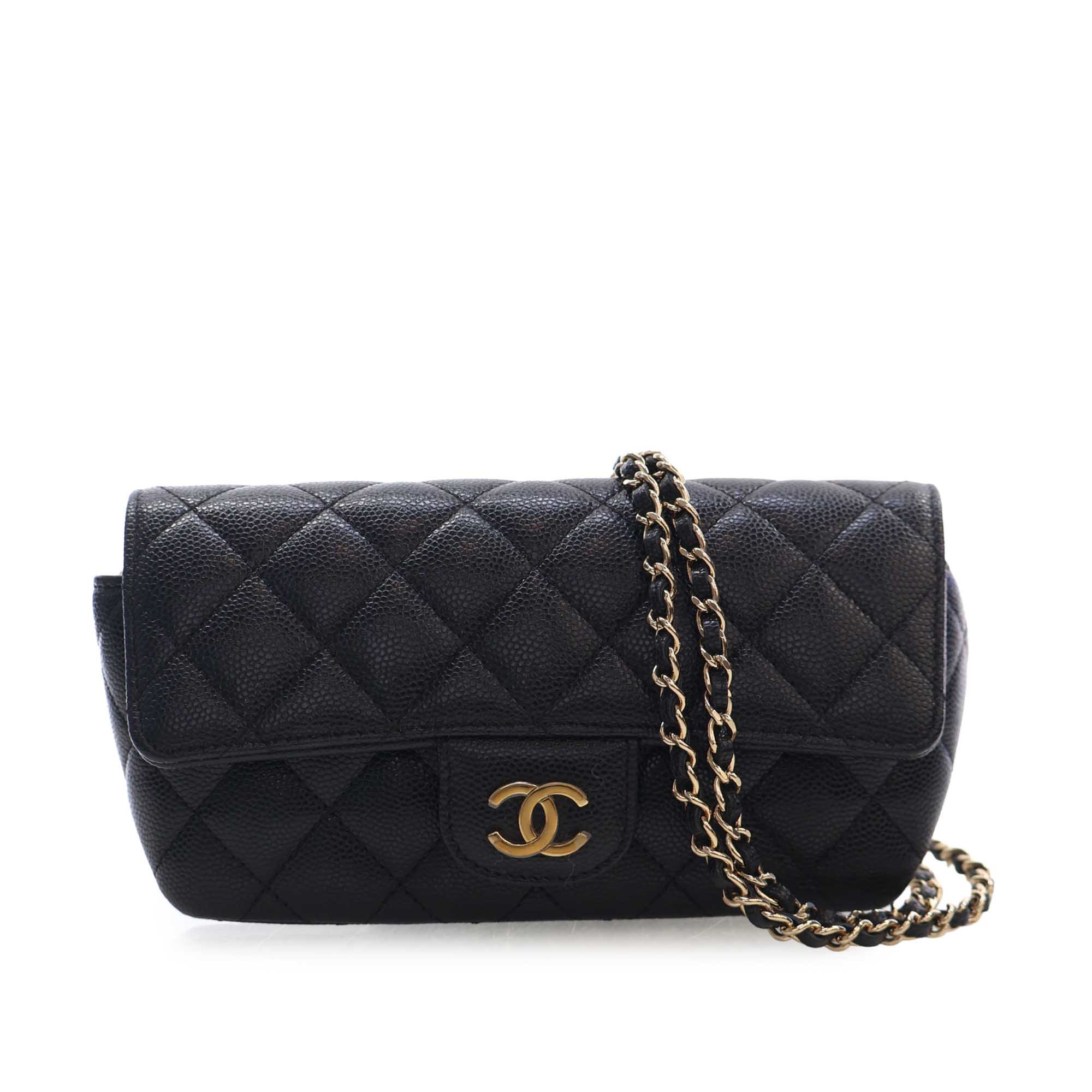 Chanel CC Quilted Caviar Sunglasses Case with Chain - image 1