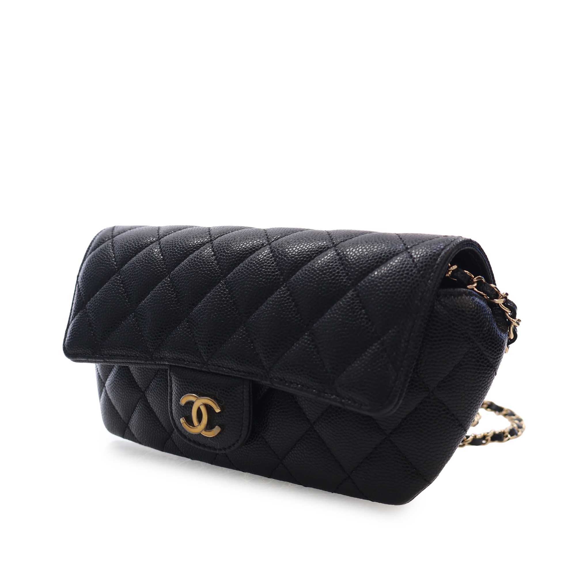 Chanel CC Quilted Caviar Sunglasses Case with Chain - image 2