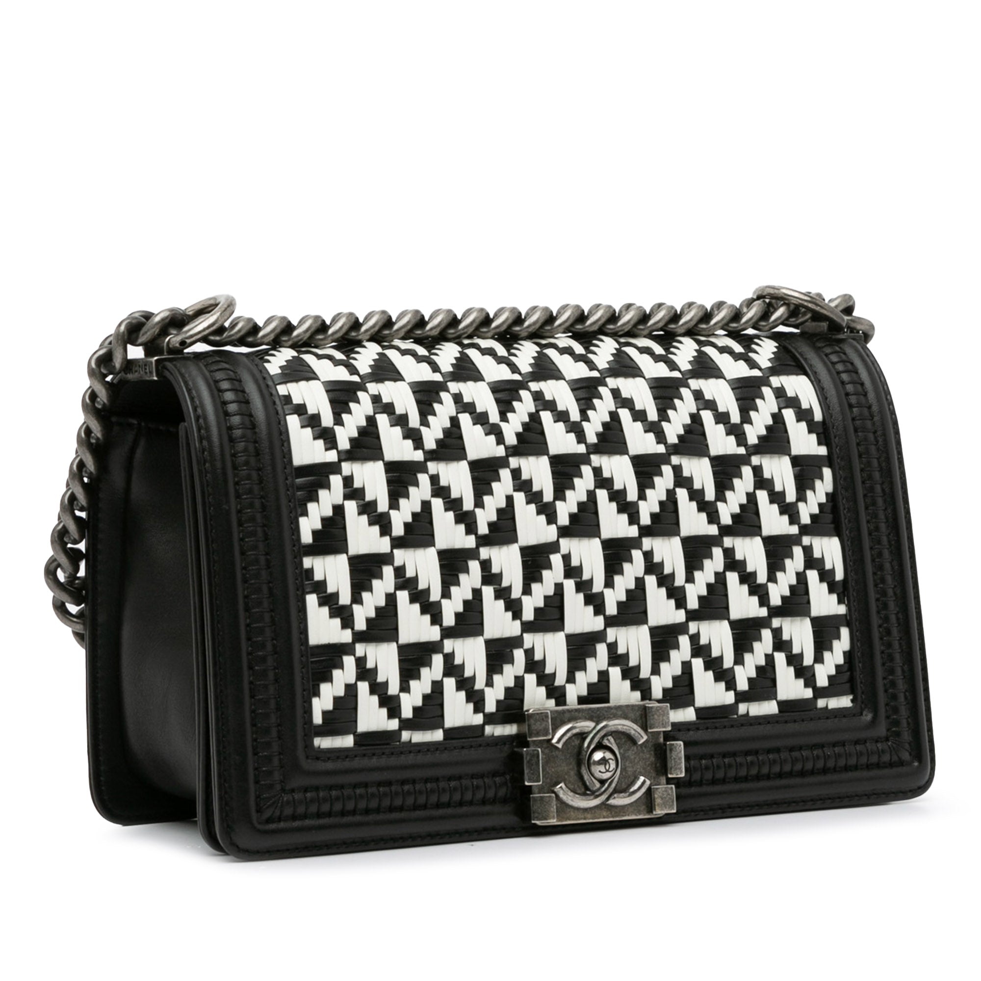Chanel Old Medium Bicolor Woven Calfskin Boy Flap - image 2