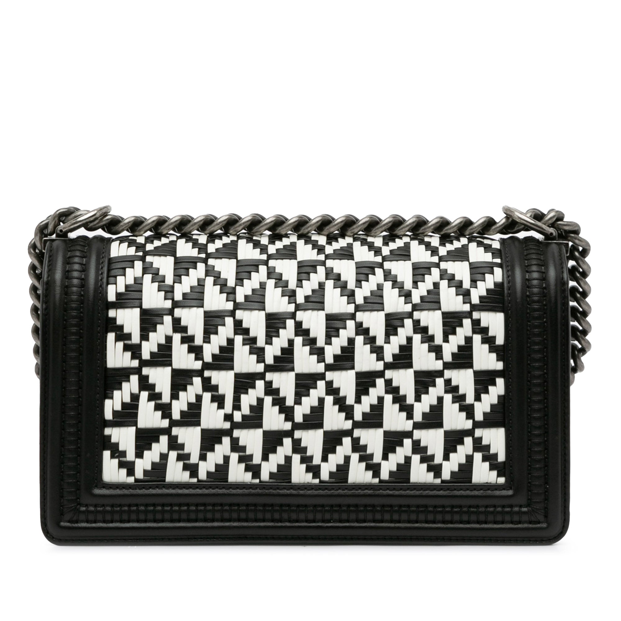 Chanel Old Medium Bicolor Woven Calfskin Boy Flap - image 3