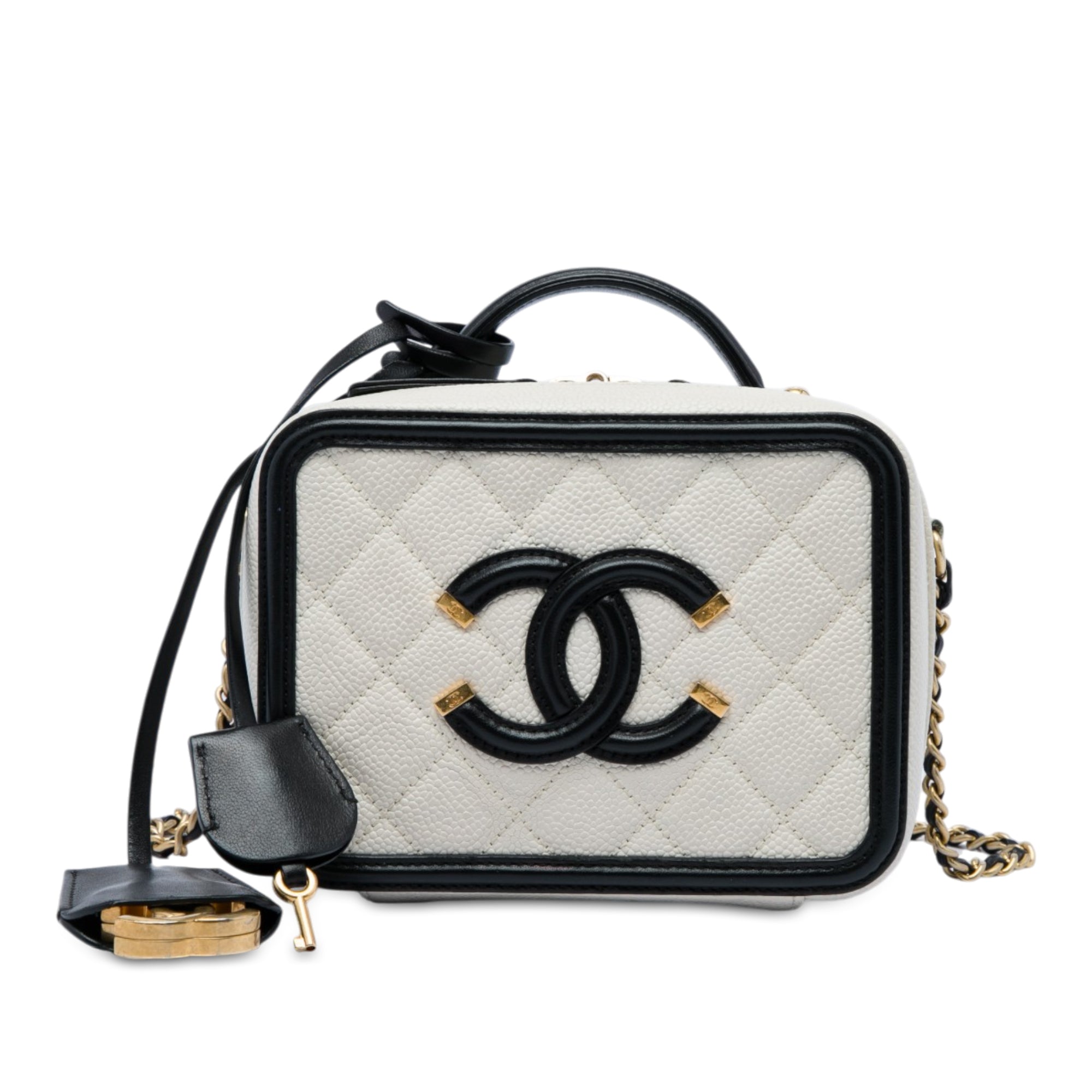 Chanel Small Caviar CC Filigree Vanity Case - image 1