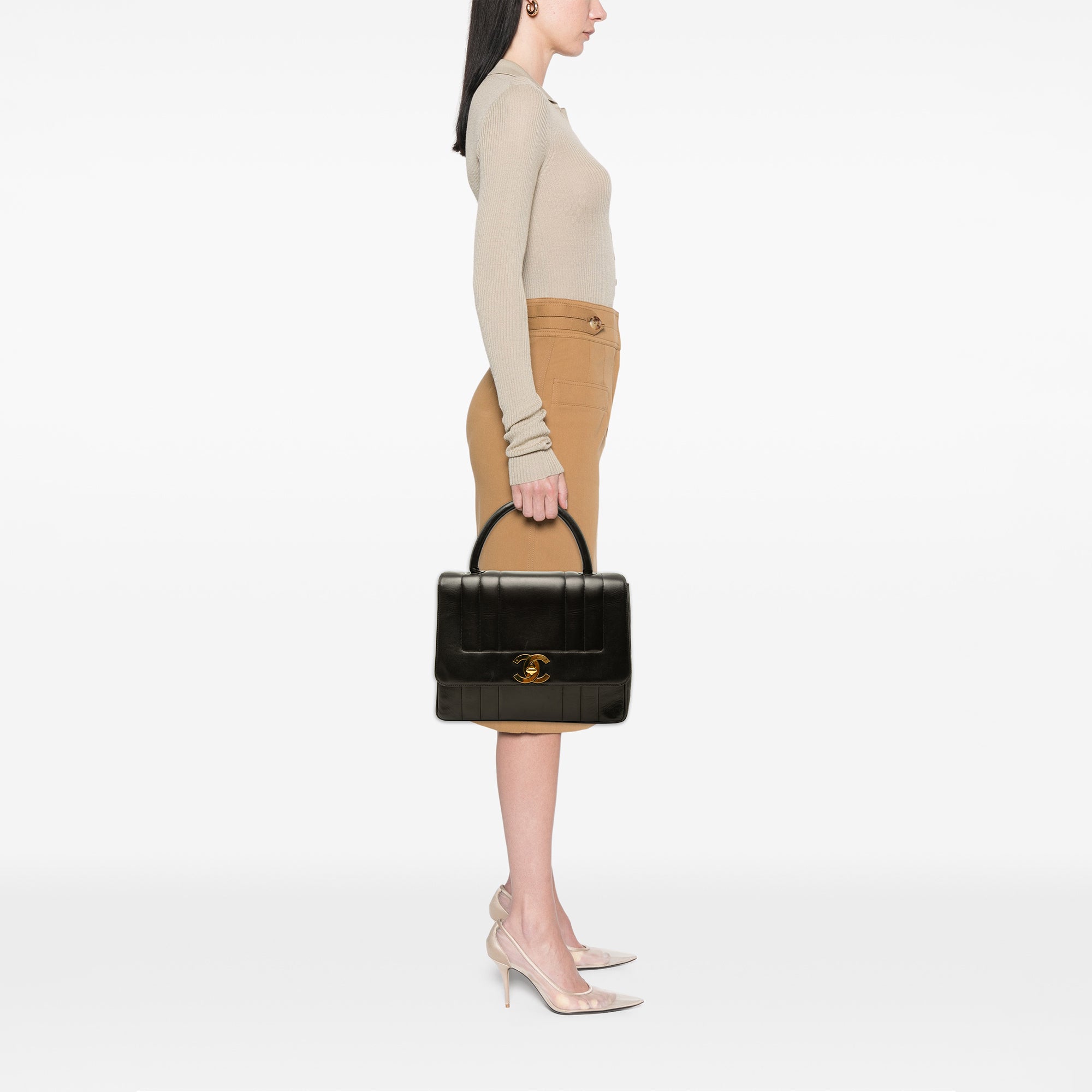 Chanel Lambskin Mademoiselle Kelly Top Handle Bag - image 6
