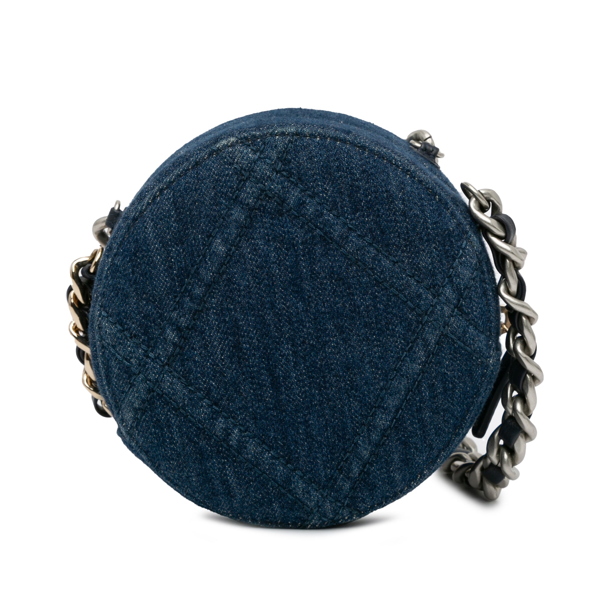 Chanel Denim 19 Round Clutch with Chain - image 3