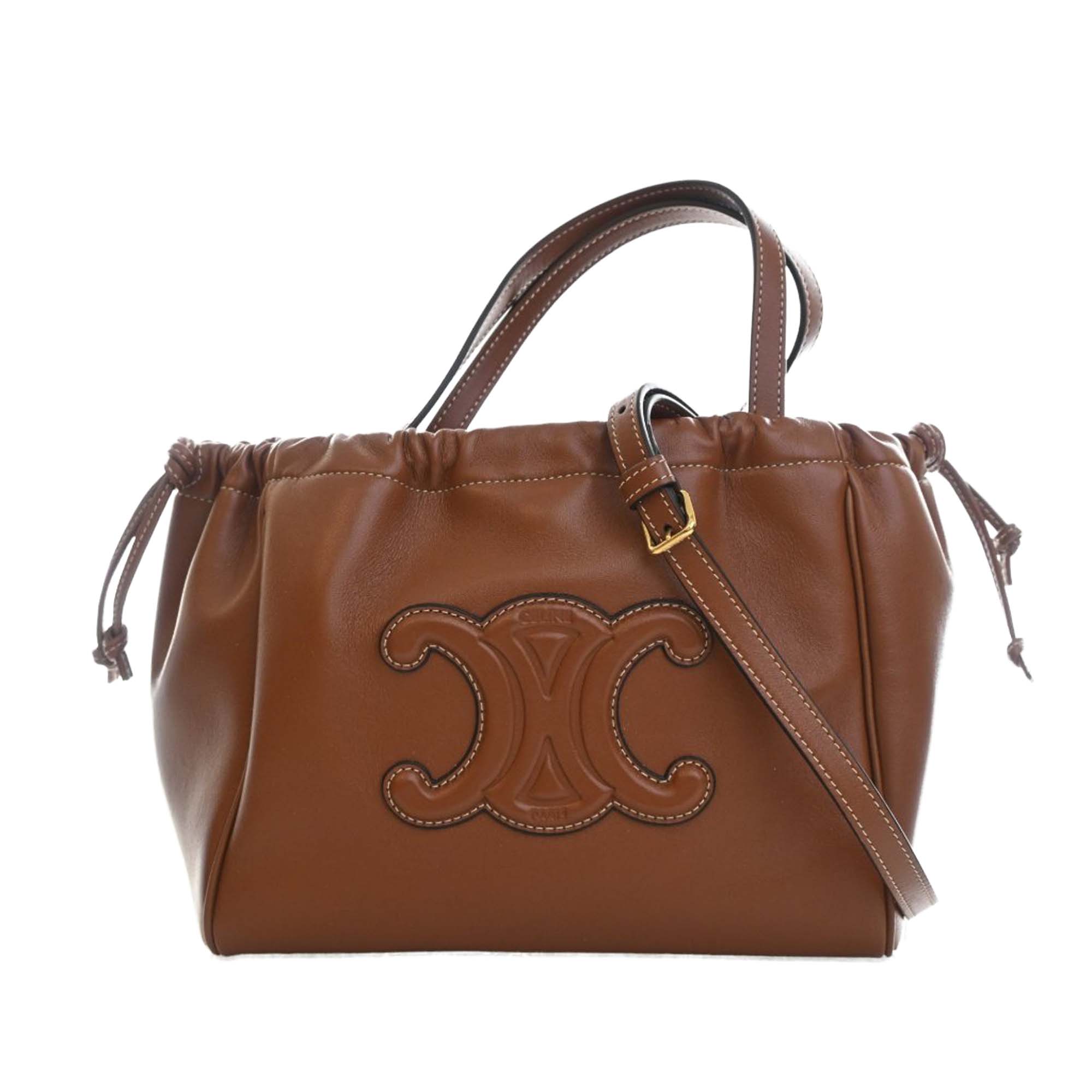 Celine Small Calfskin Cuir Triomphe Cabas Drawstring Satchel - image 1