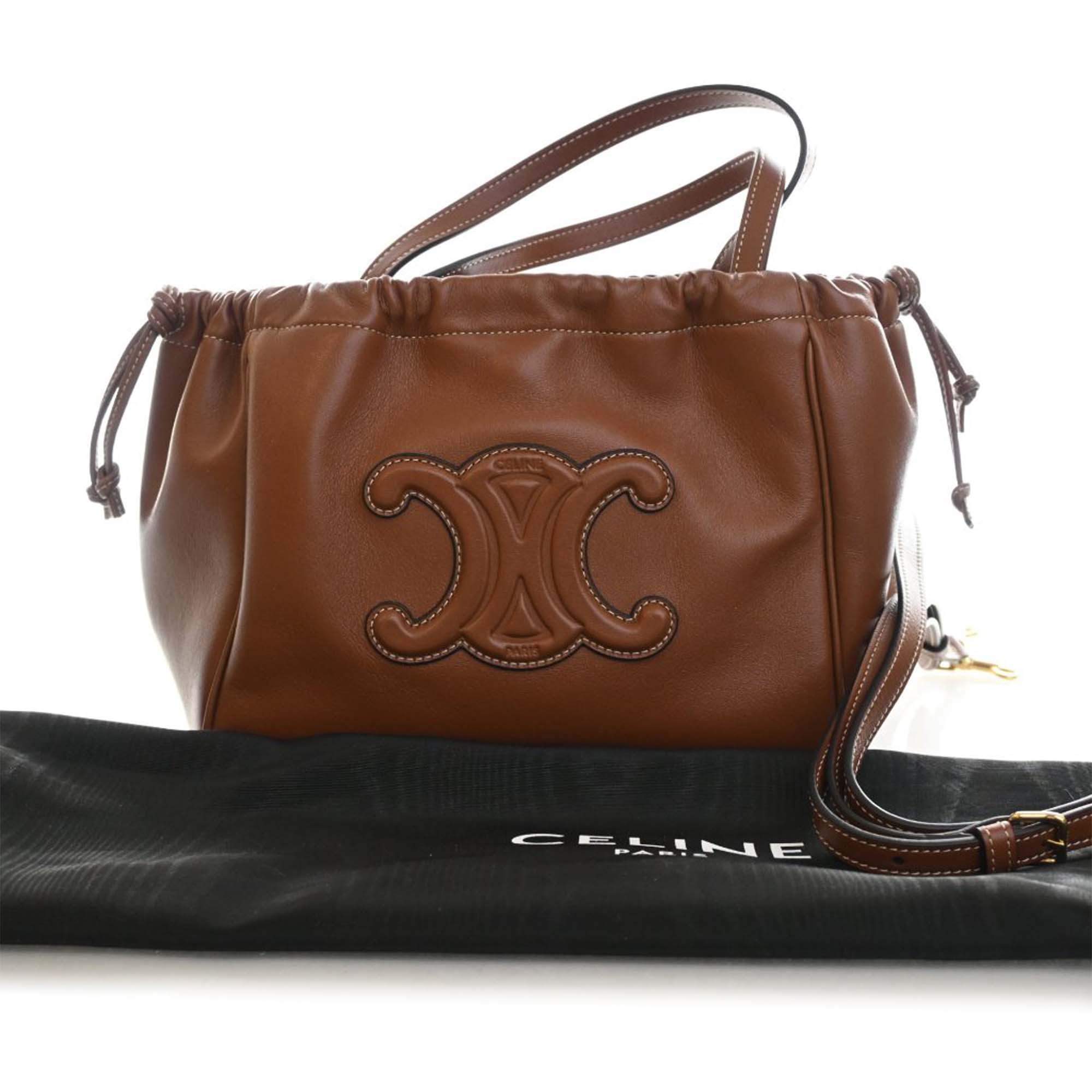 Celine Small Calfskin Cuir Triomphe Cabas Drawstring Satchel - image 14