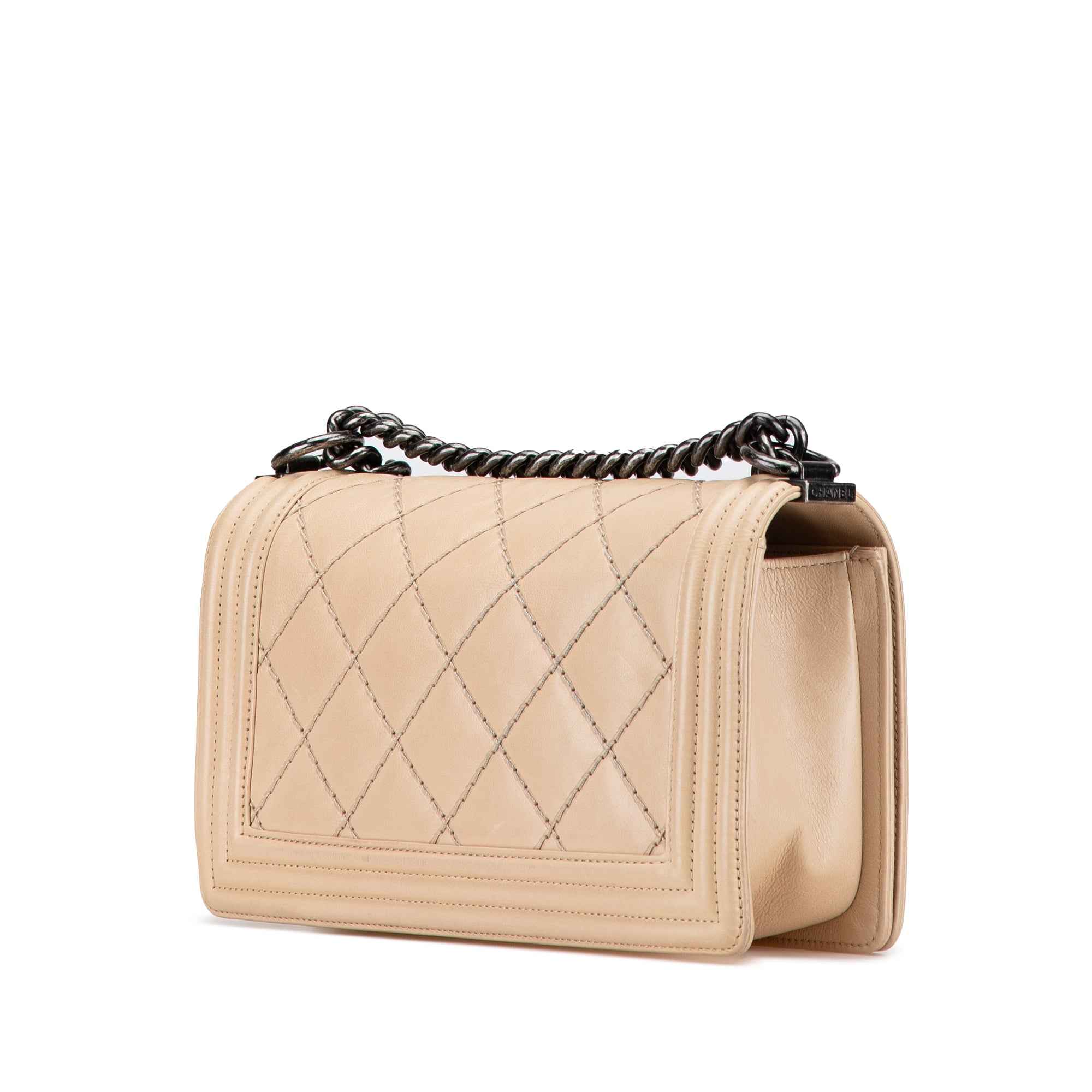 Chanel Old Medium Aged Calfskin Double Stitch Boy Flap - image 2