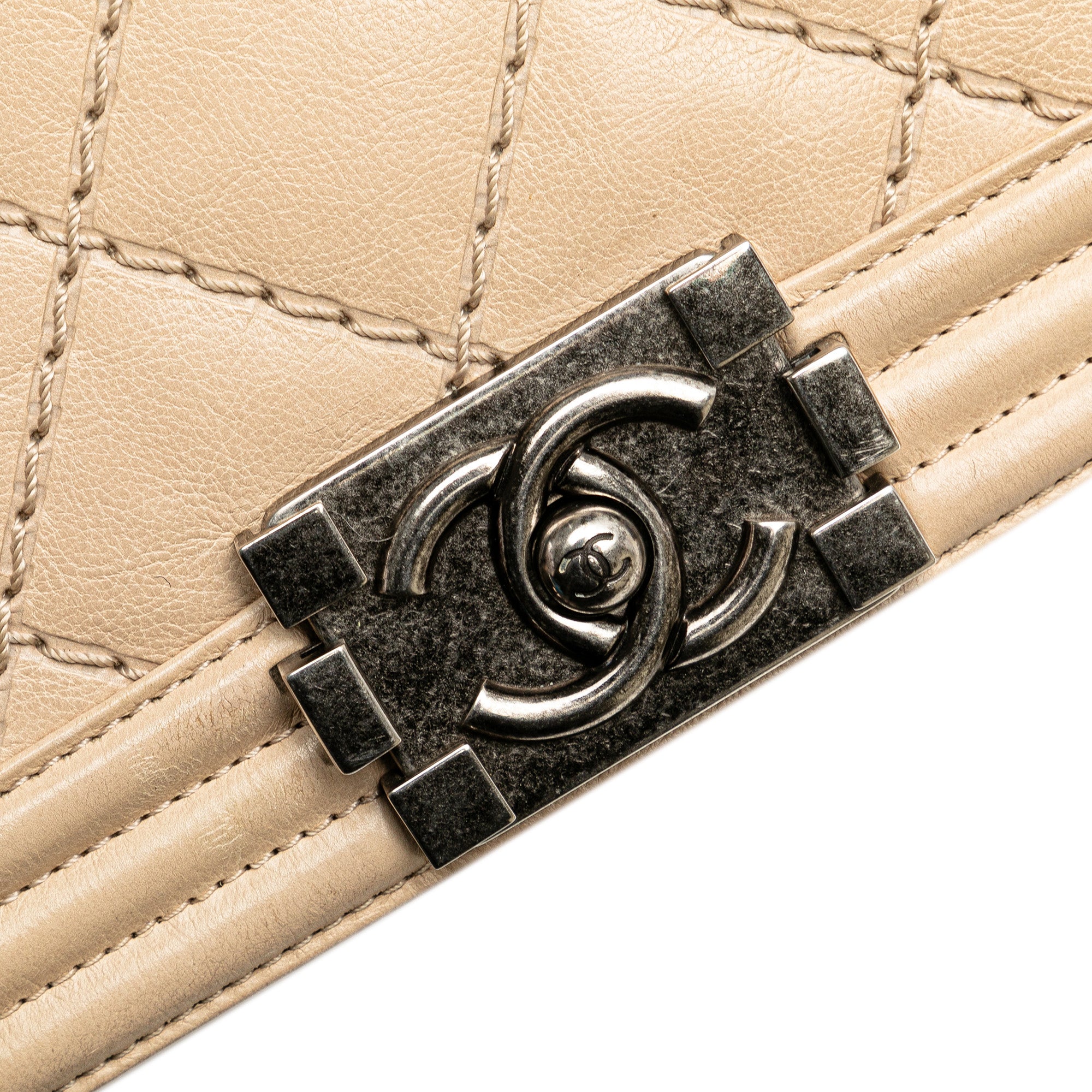 Chanel Old Medium Aged Calfskin Double Stitch Boy Flap - image 9