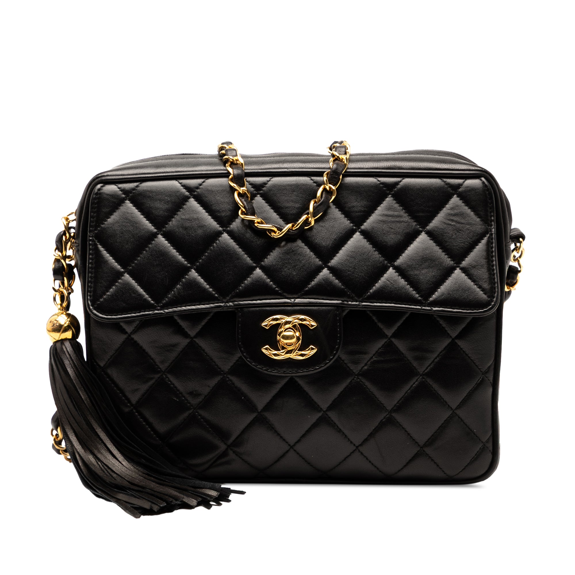 Chanel Small CC Quilted Lambskin Tassel Flap Camera Bag - image 1