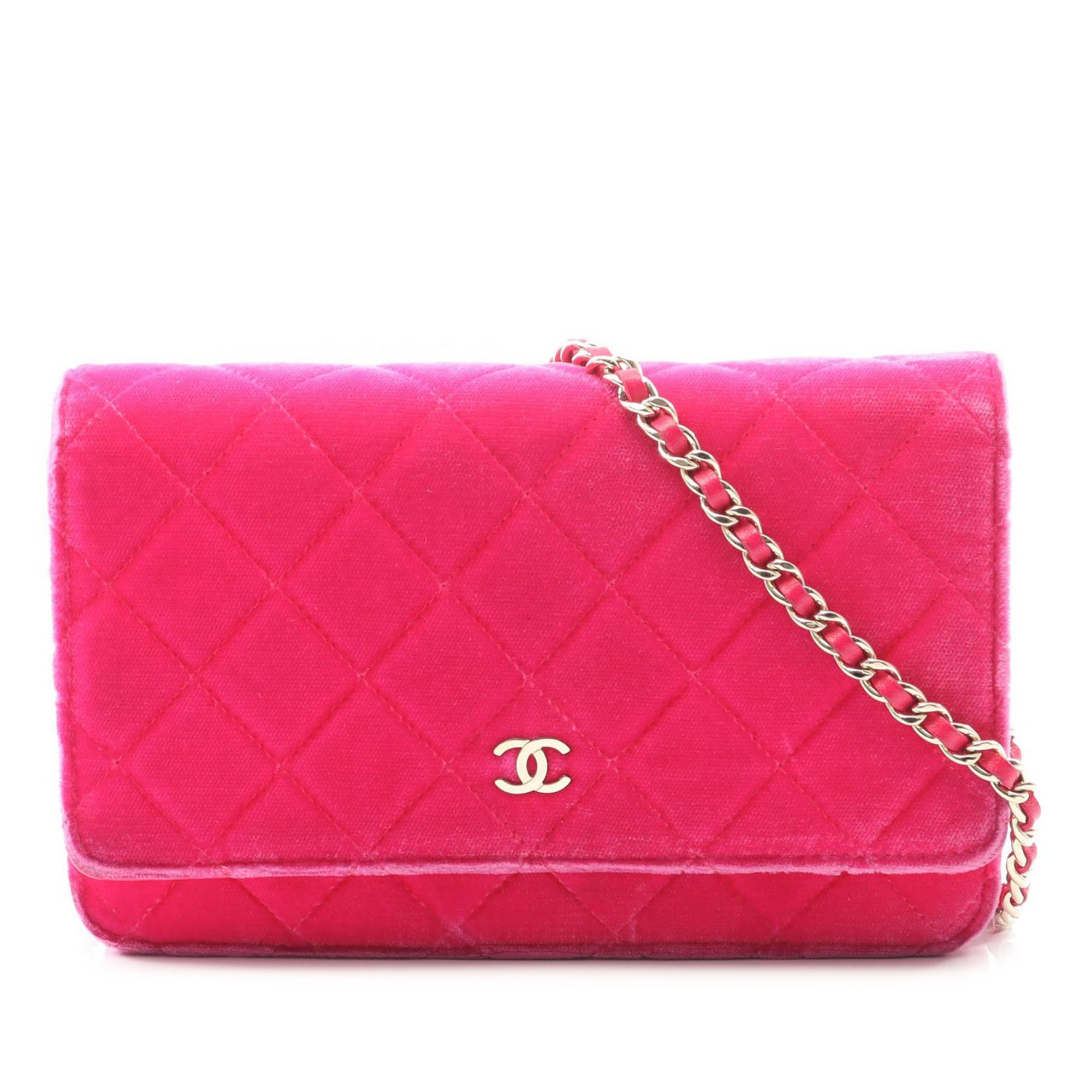 Chanel CC Quilted Velvet Wallet on Chain - image 1