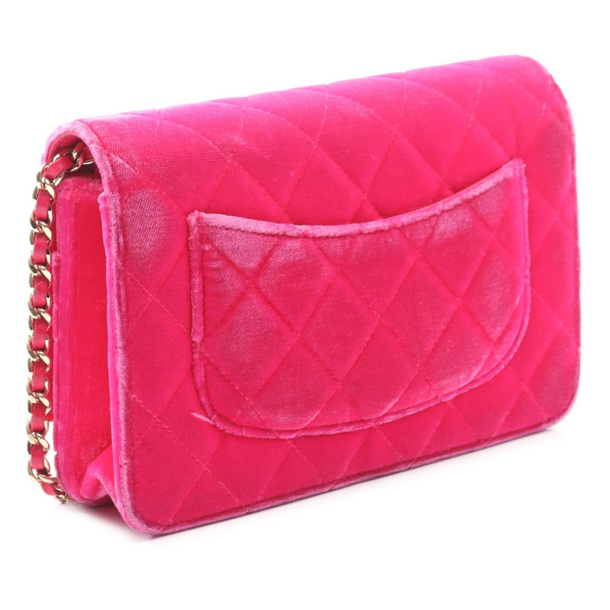 Chanel CC Quilted Velvet Wallet on Chain - image 2