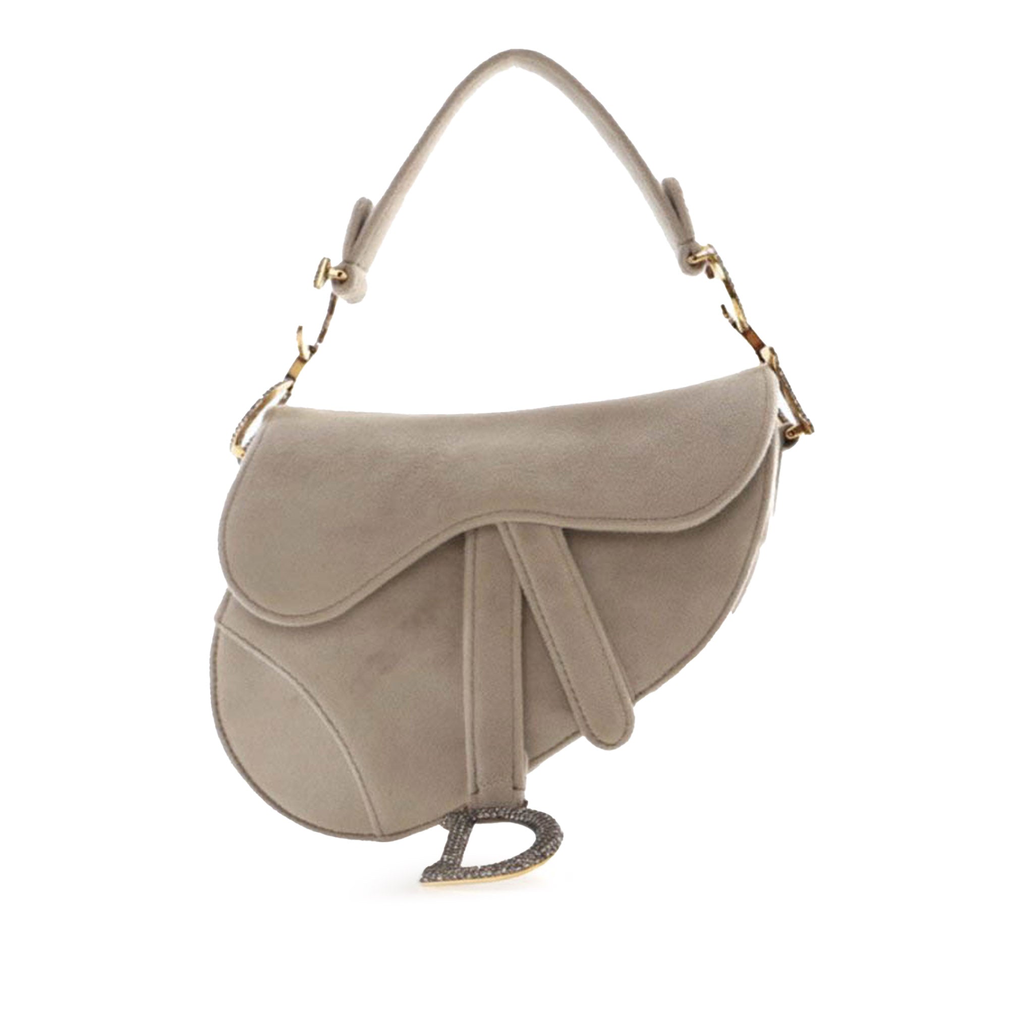 Dior Mini Velvet Crystal Embellished Hardware Saddle Bag - image 1