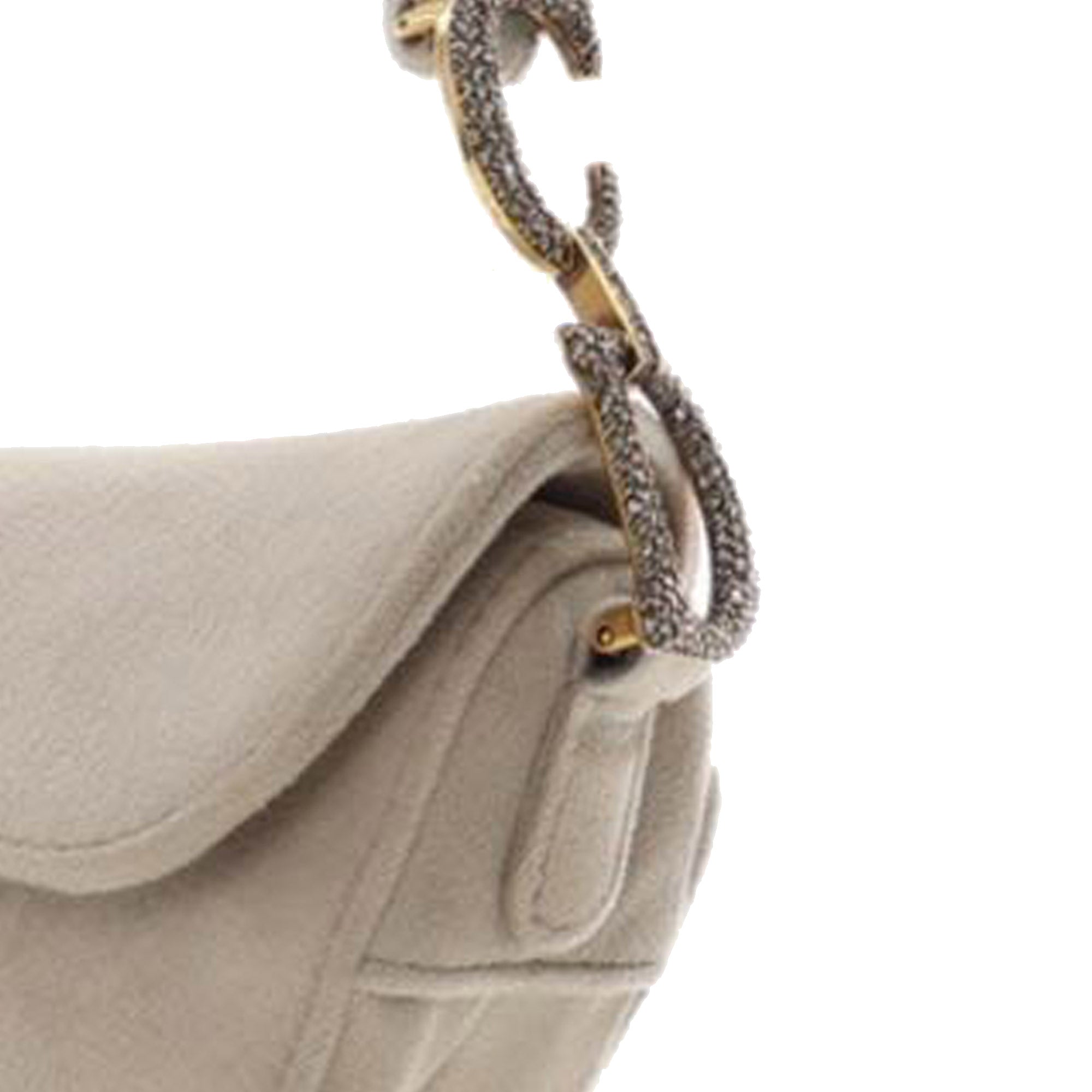 Dior Mini Velvet Crystal Embellished Hardware Saddle Bag - image 13