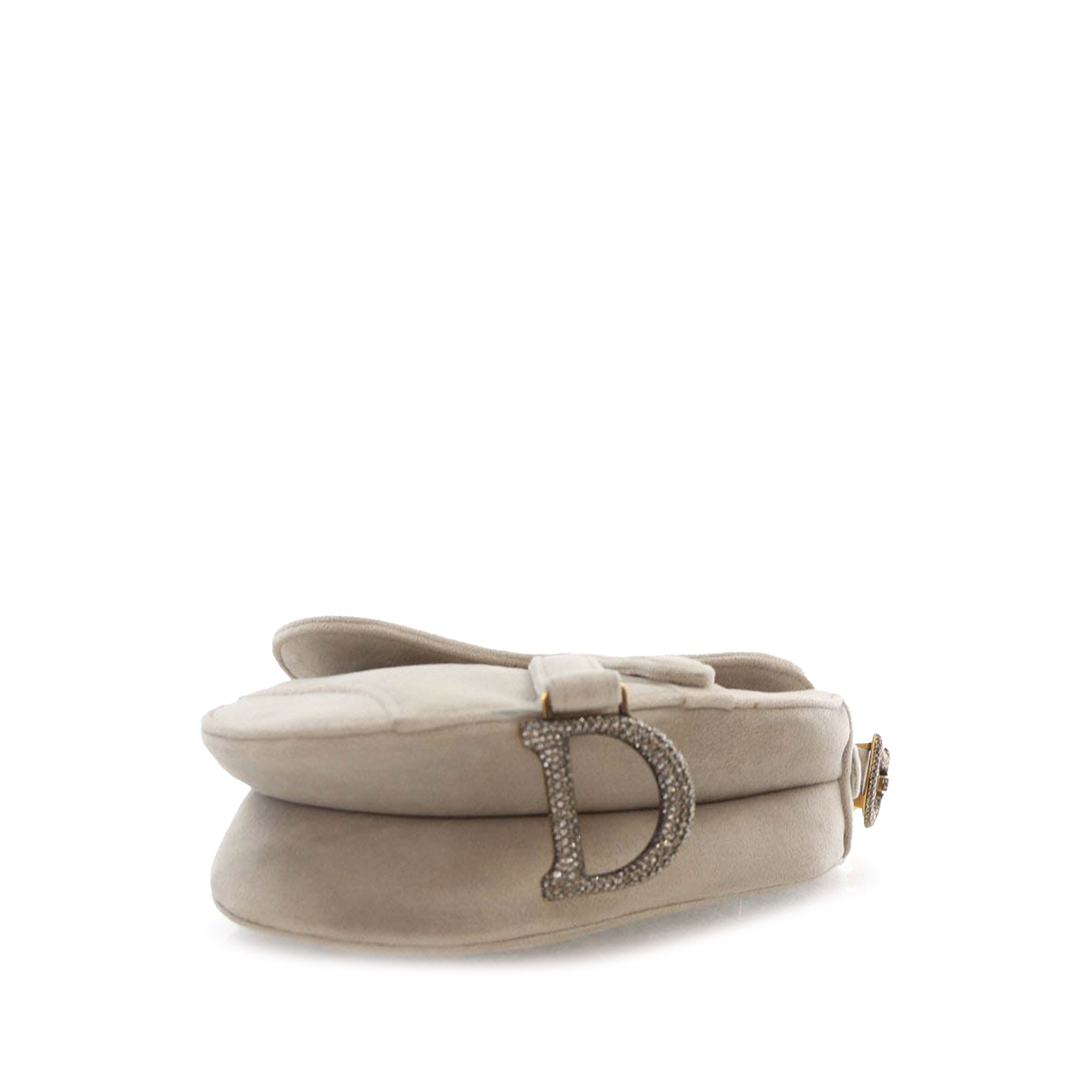Dior Mini Velvet Crystal Embellished Hardware Saddle Bag - image 3