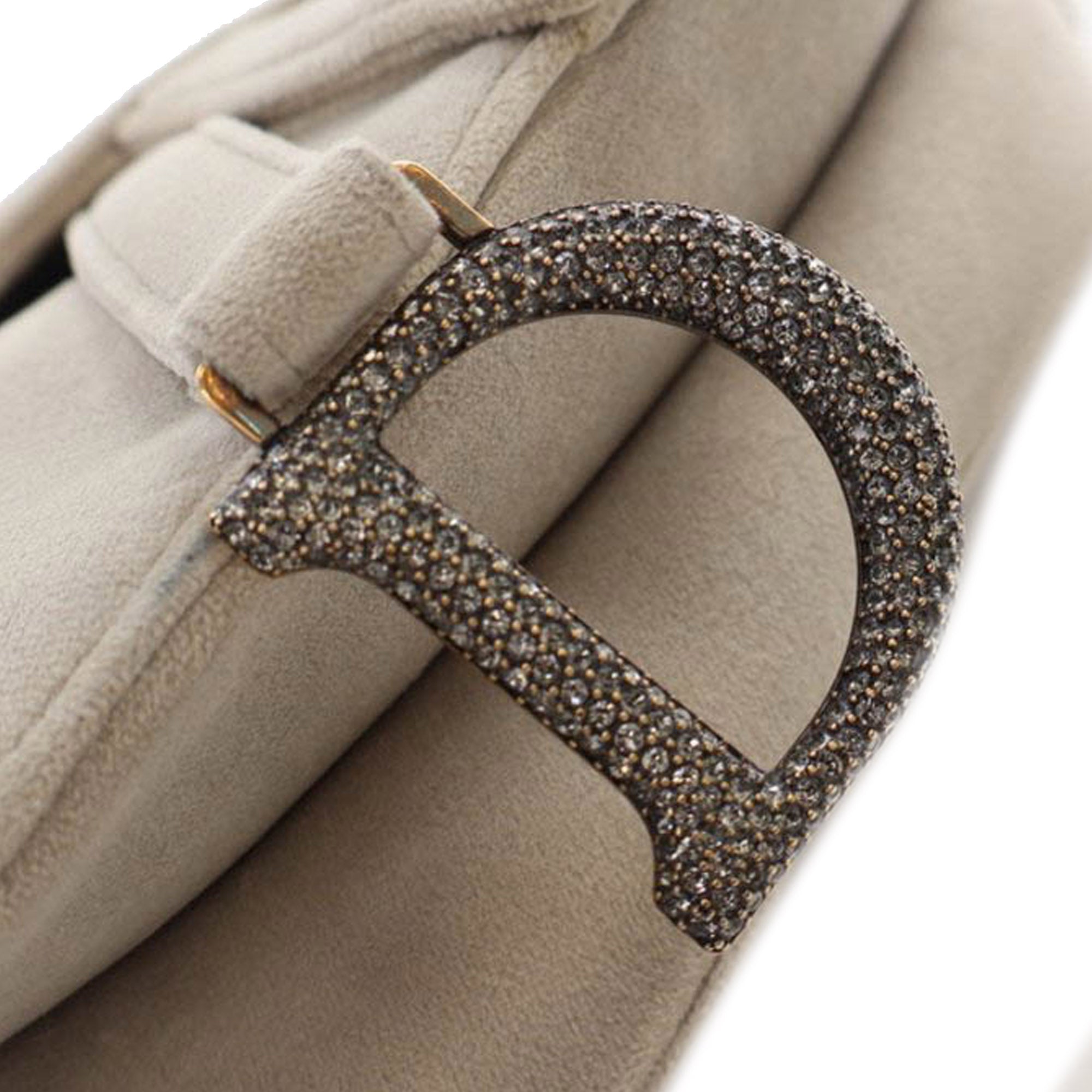 Dior Mini Velvet Crystal Embellished Hardware Saddle Bag - image 5