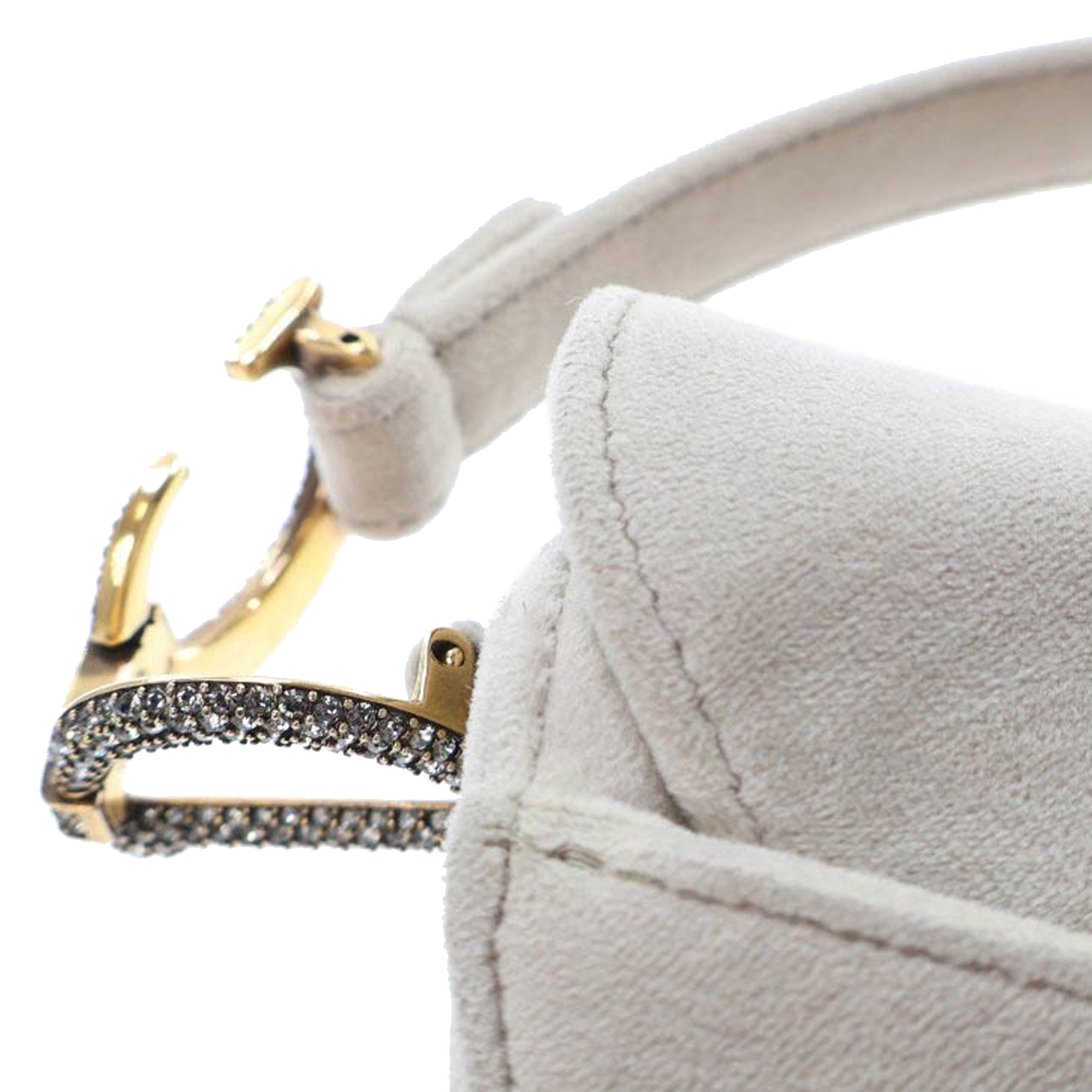 Dior Mini Velvet Crystal Embellished Hardware Saddle Bag - image 8